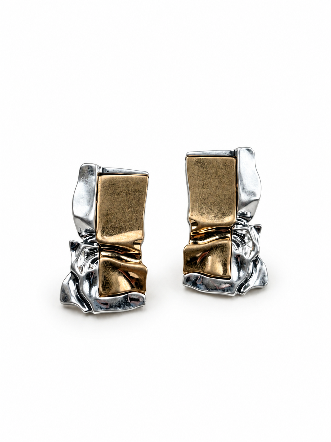 Geometrik Formlu Mat Gold Silver Küpe