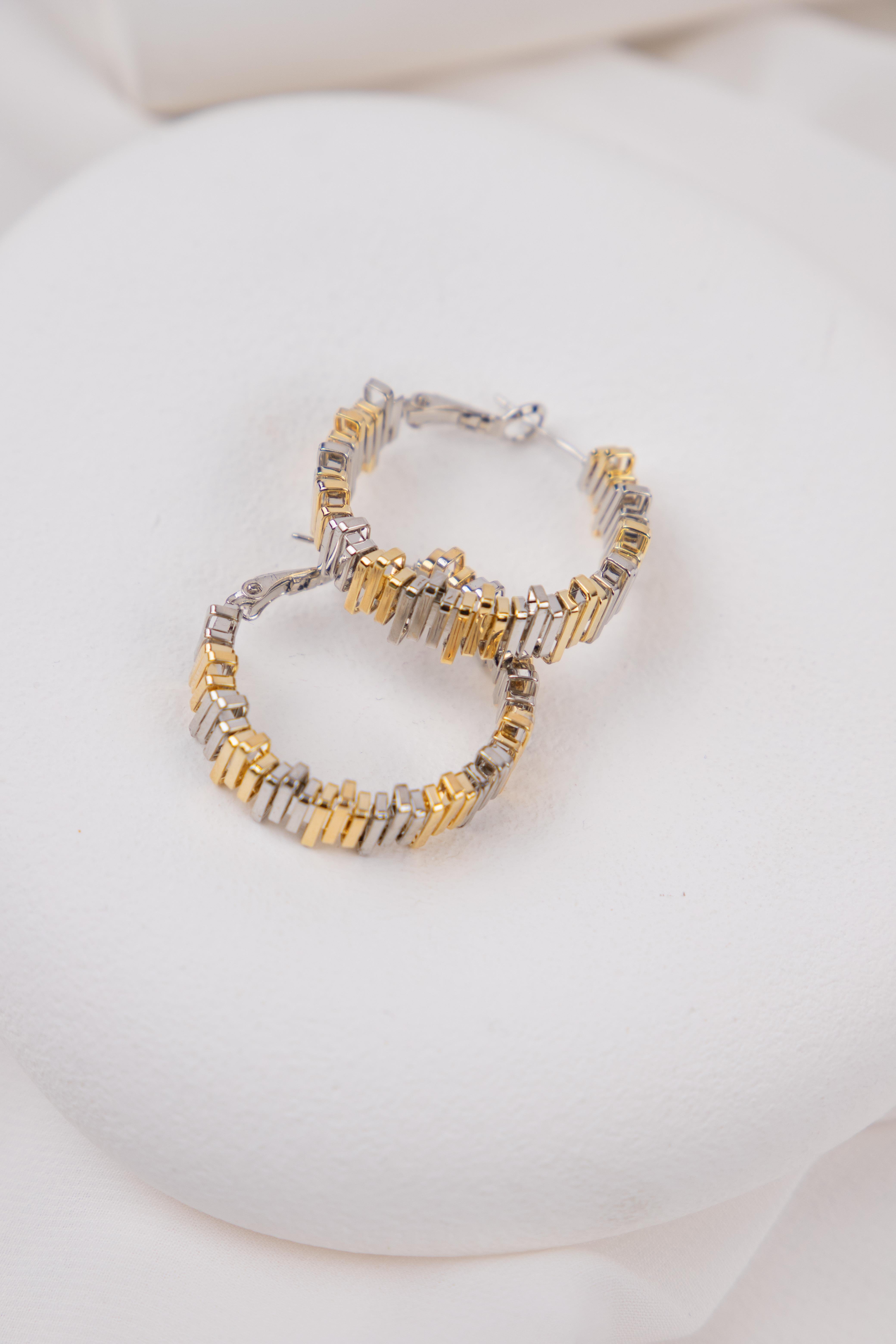 Geometrik Gold Gümüş Halka Küpe