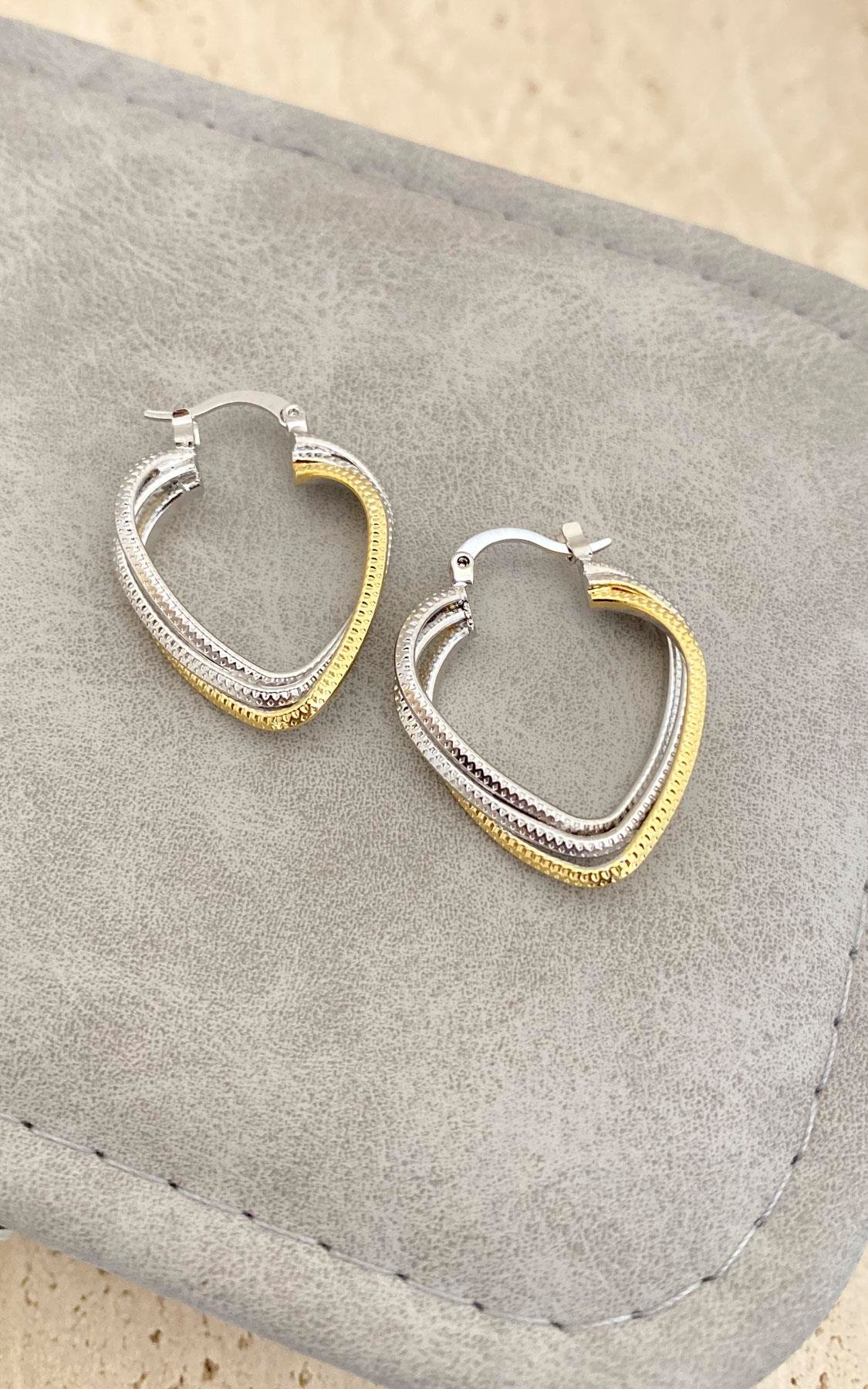 Geometrik Gold Gümüş Halka Küpe