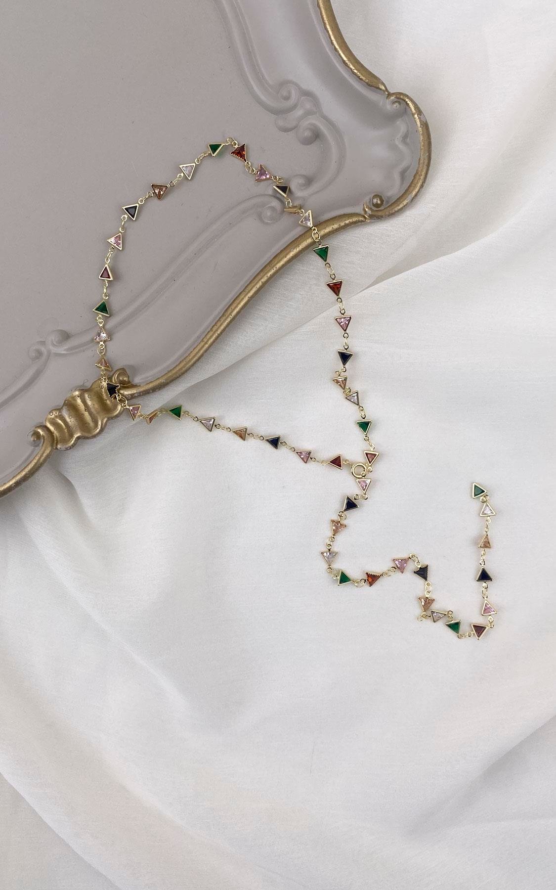 Geometrik Gold Renkli Çelik Y Kolye