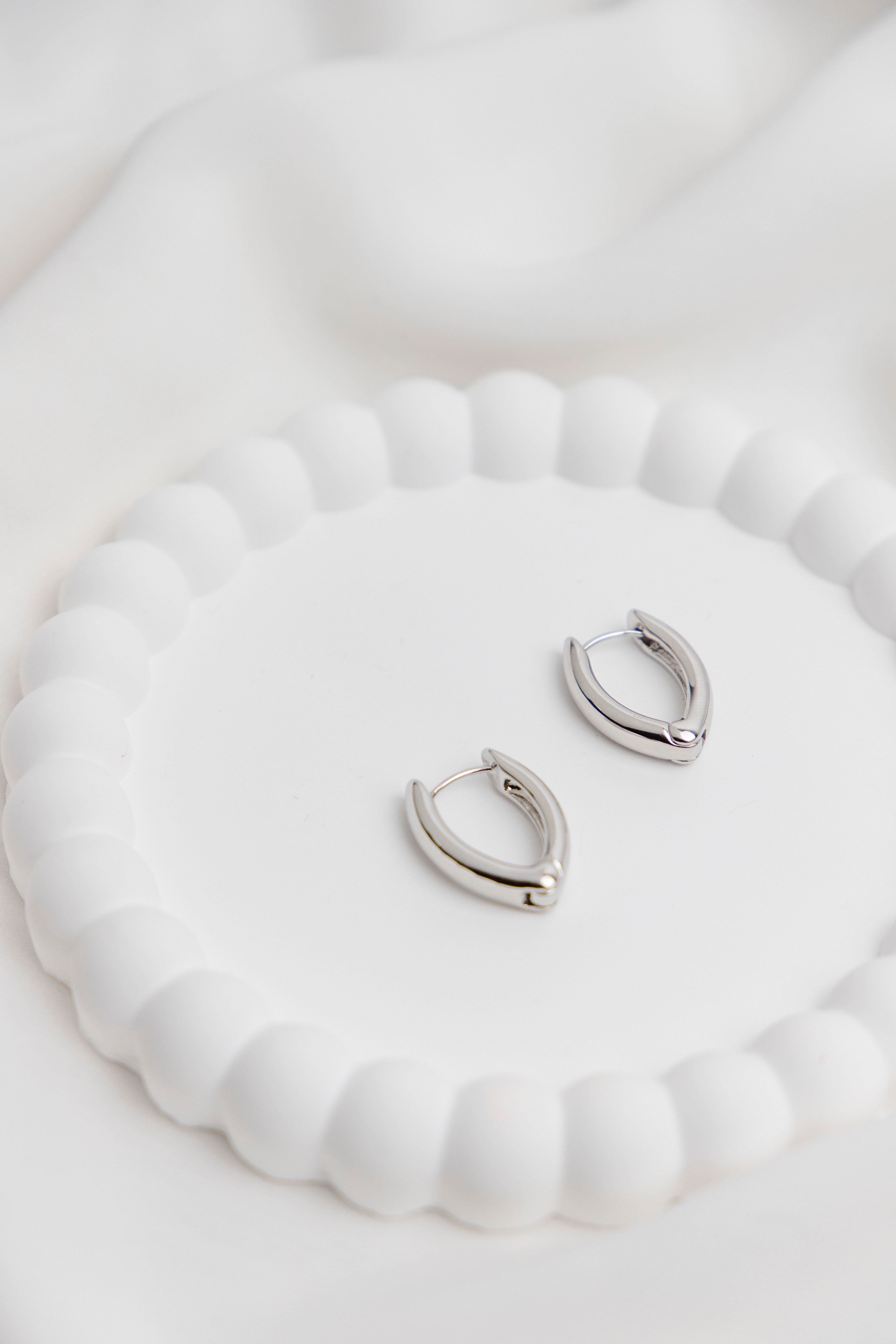 Geometrik Gümüş Halka Küpe