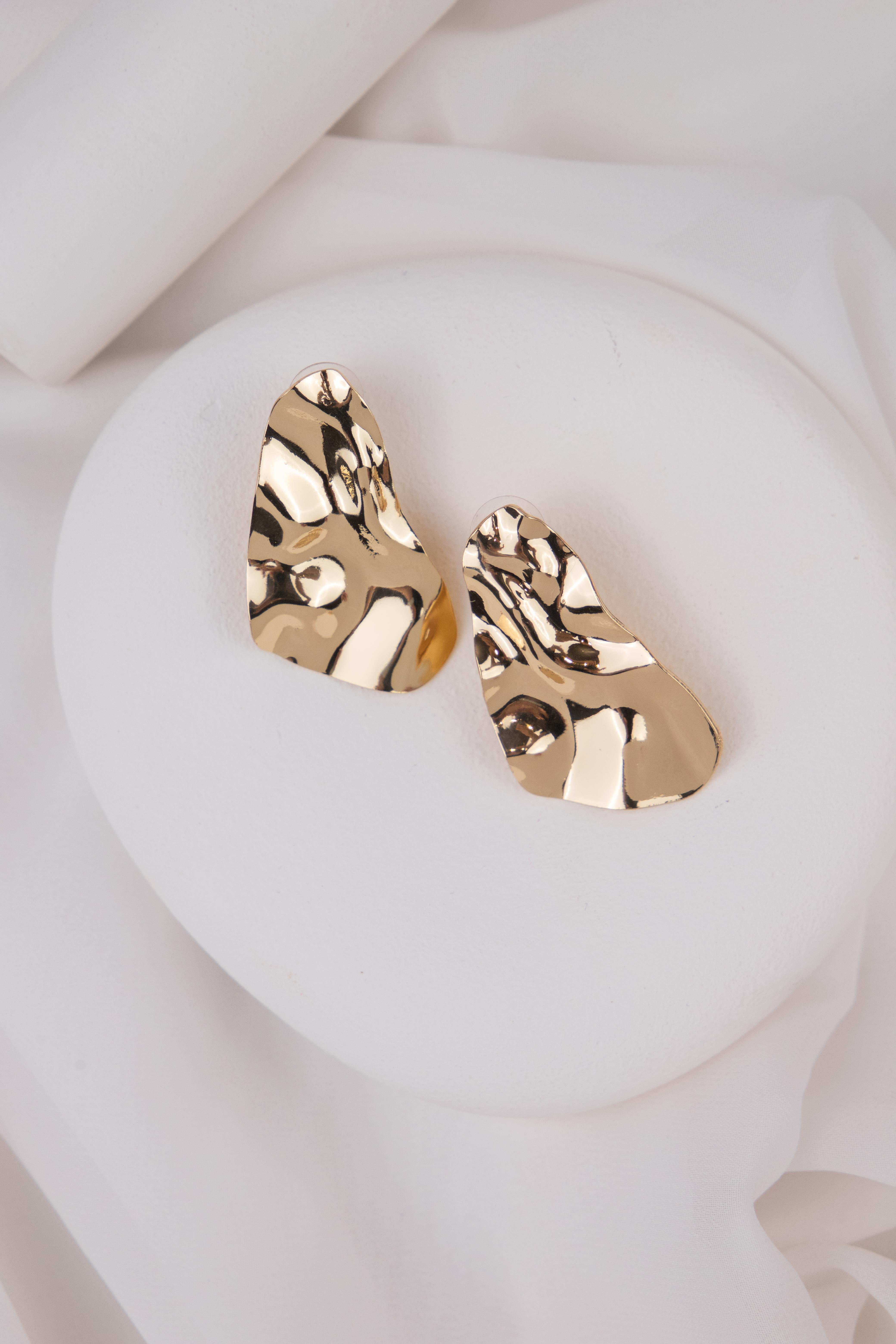 Geometrik Plaka Gold Küpe