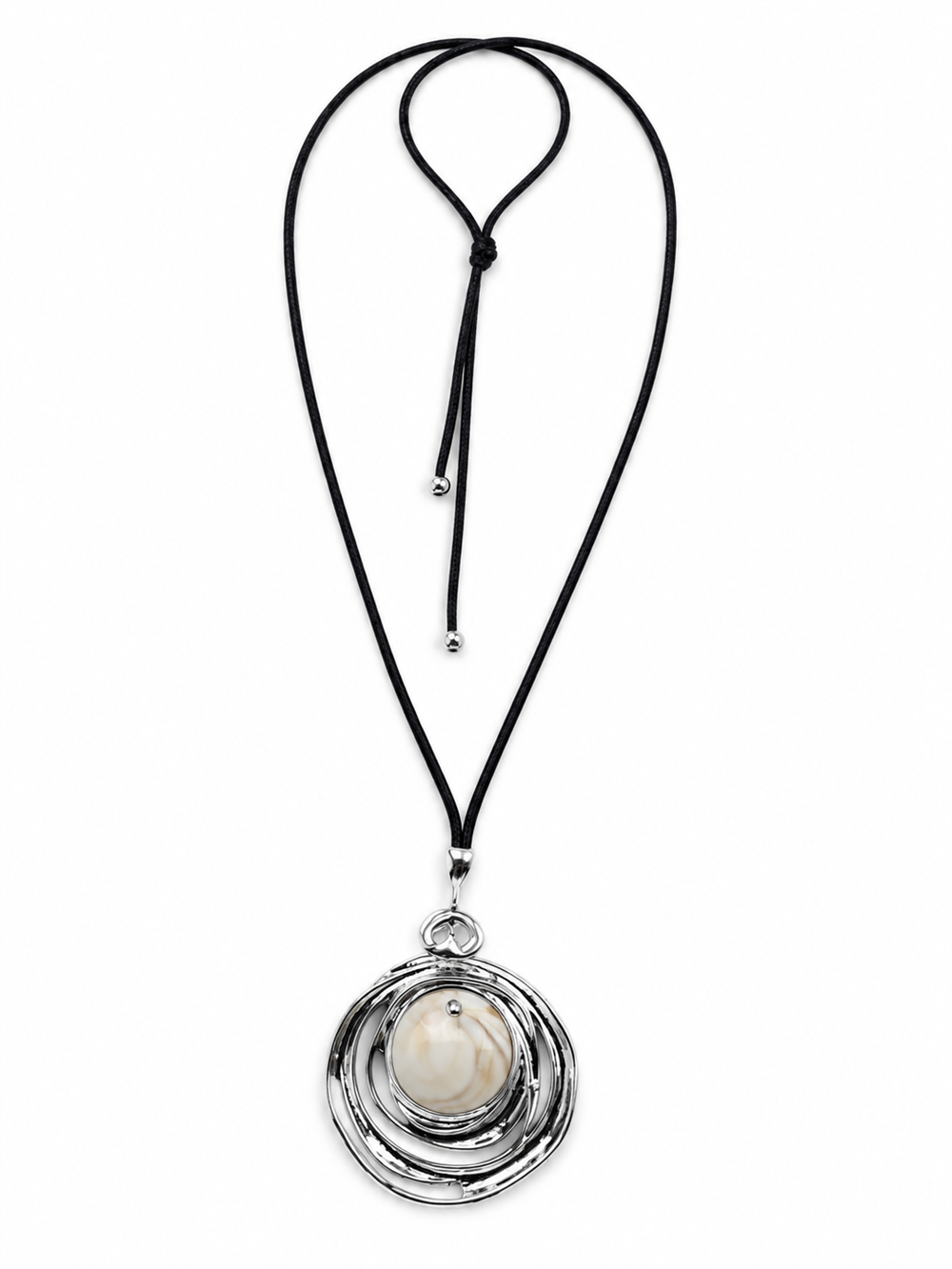 Geometrik Plaka Silver Deri İpli Ayarlanabilir Kolye