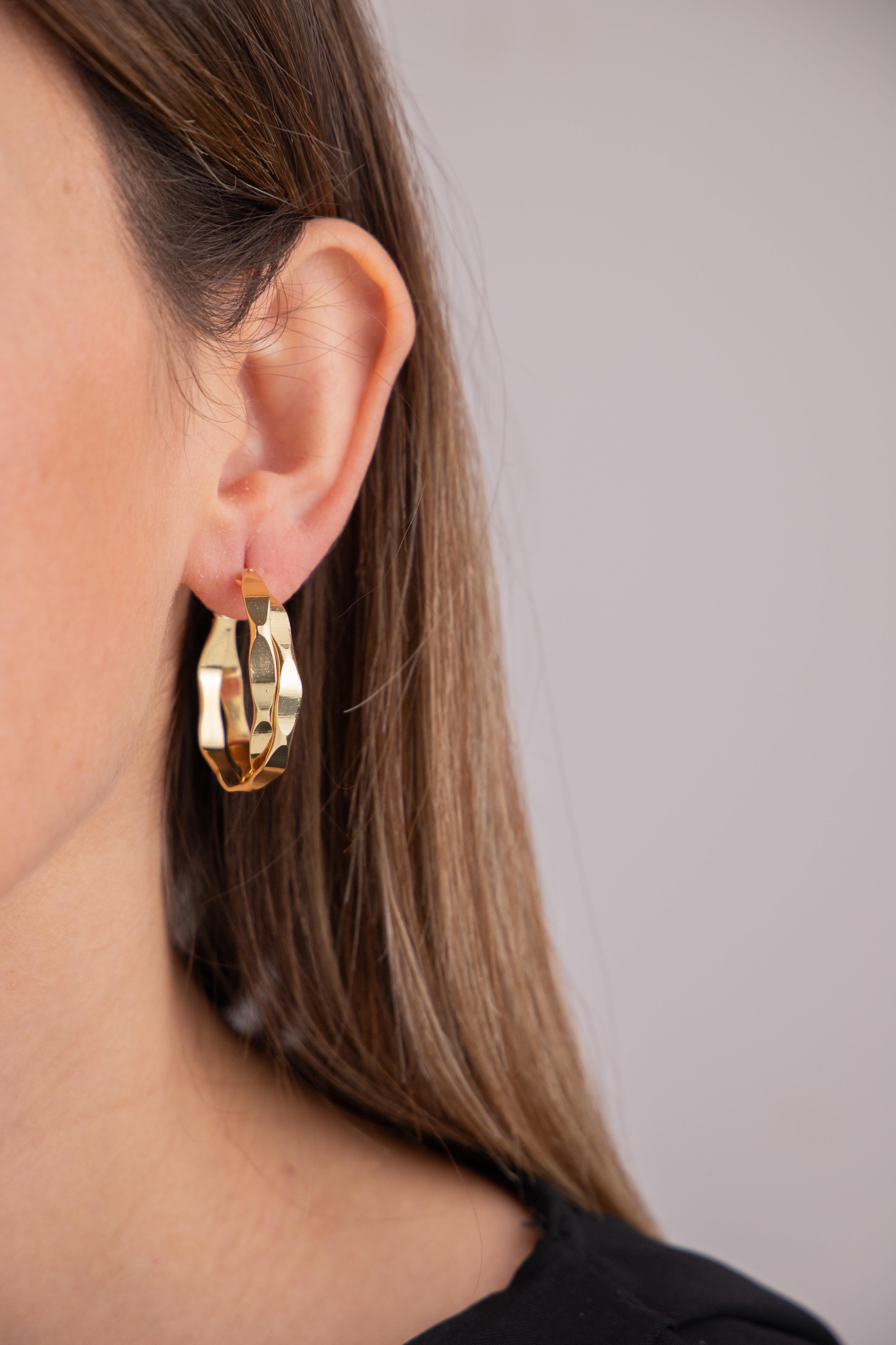 Geometrik Sarmal 3cm Gold Halka Küpe