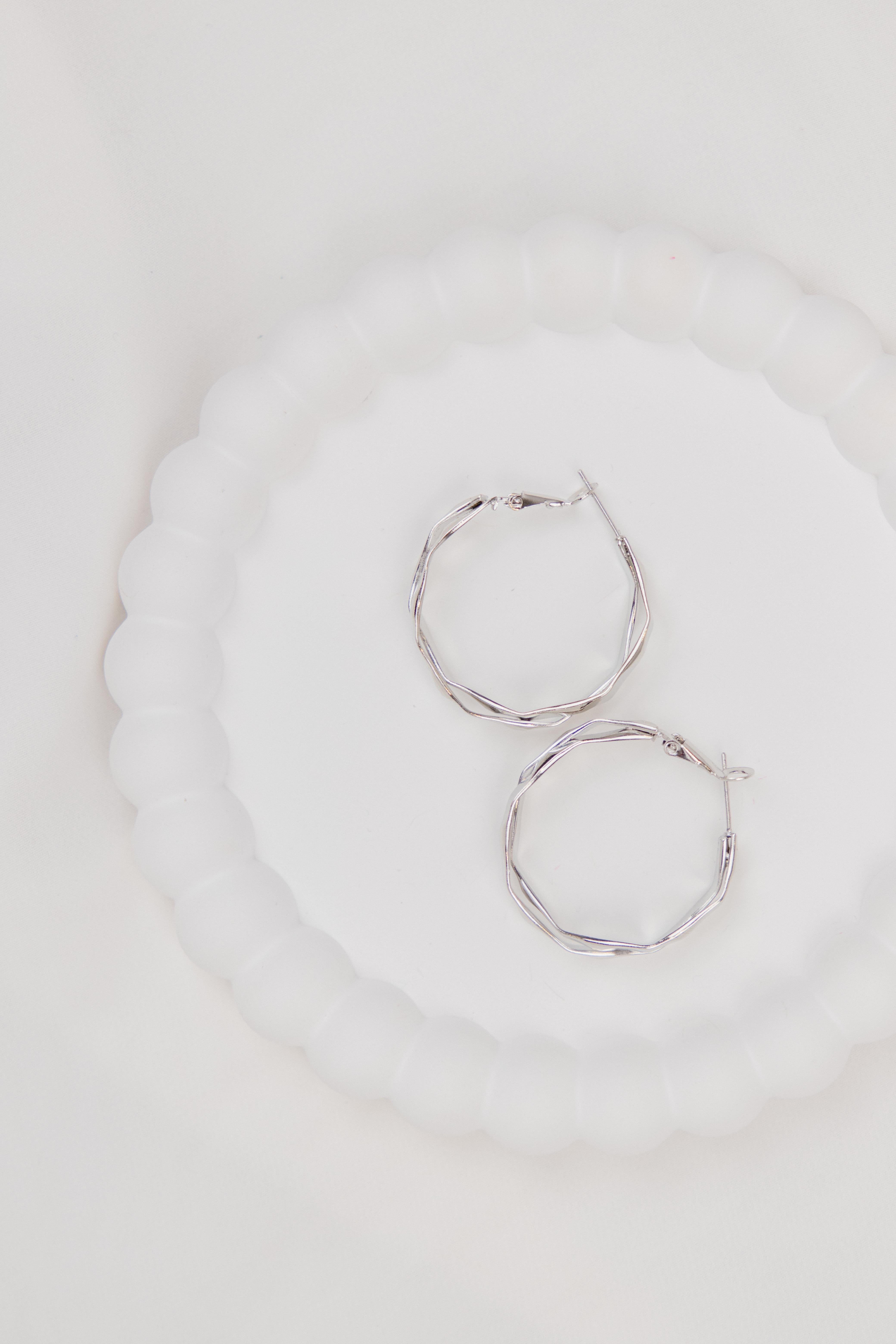 Geometrik Sarmal 3cm Gümüş Halka Küpe