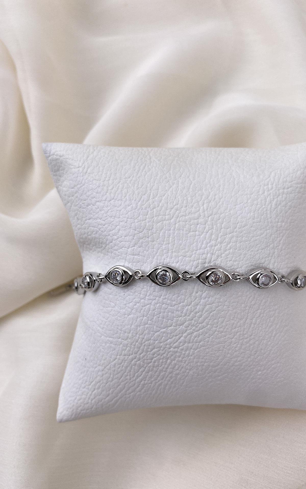 Göz Sıralı Taşlı Gümüş Bileklik