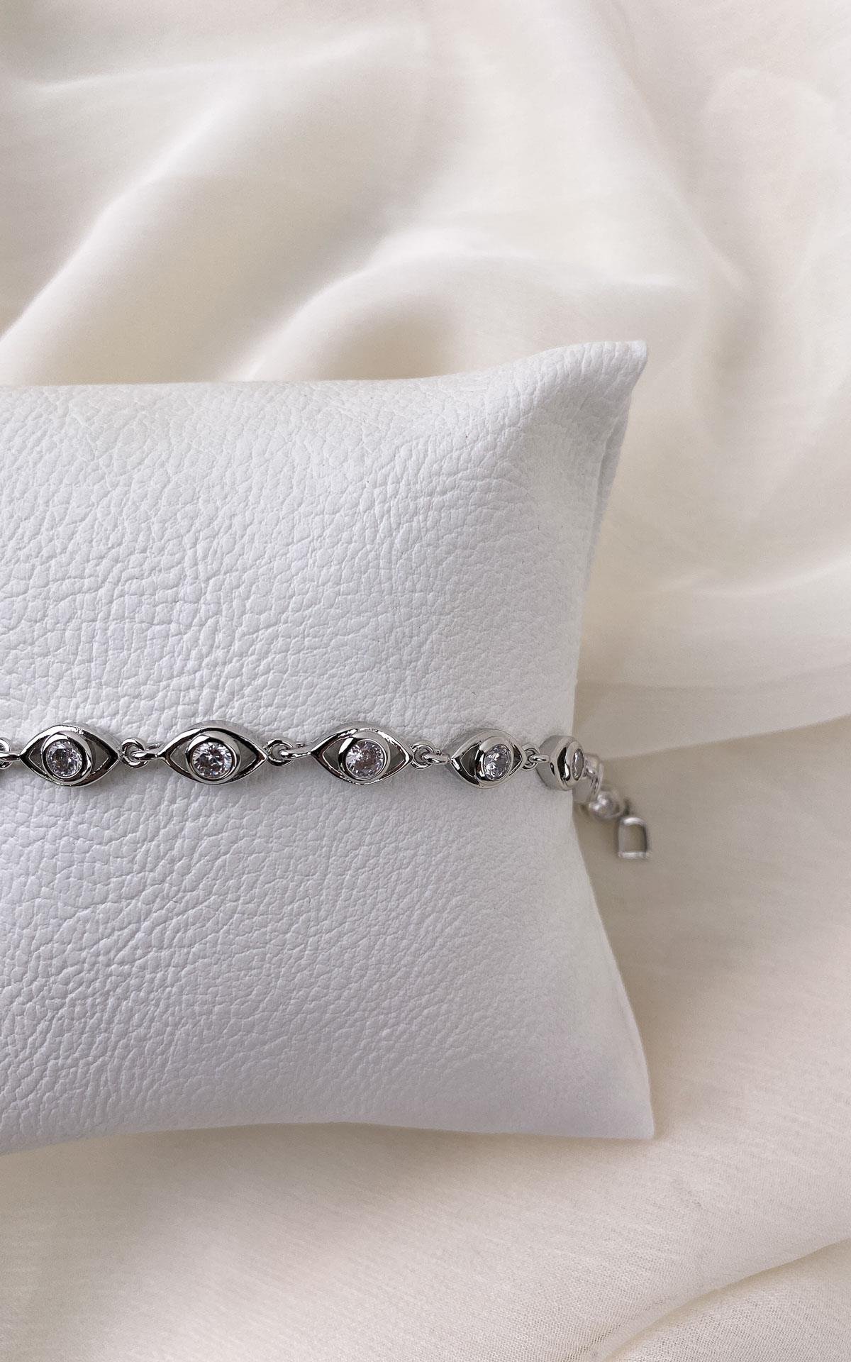 Göz Sıralı Taşlı Gümüş Bileklik