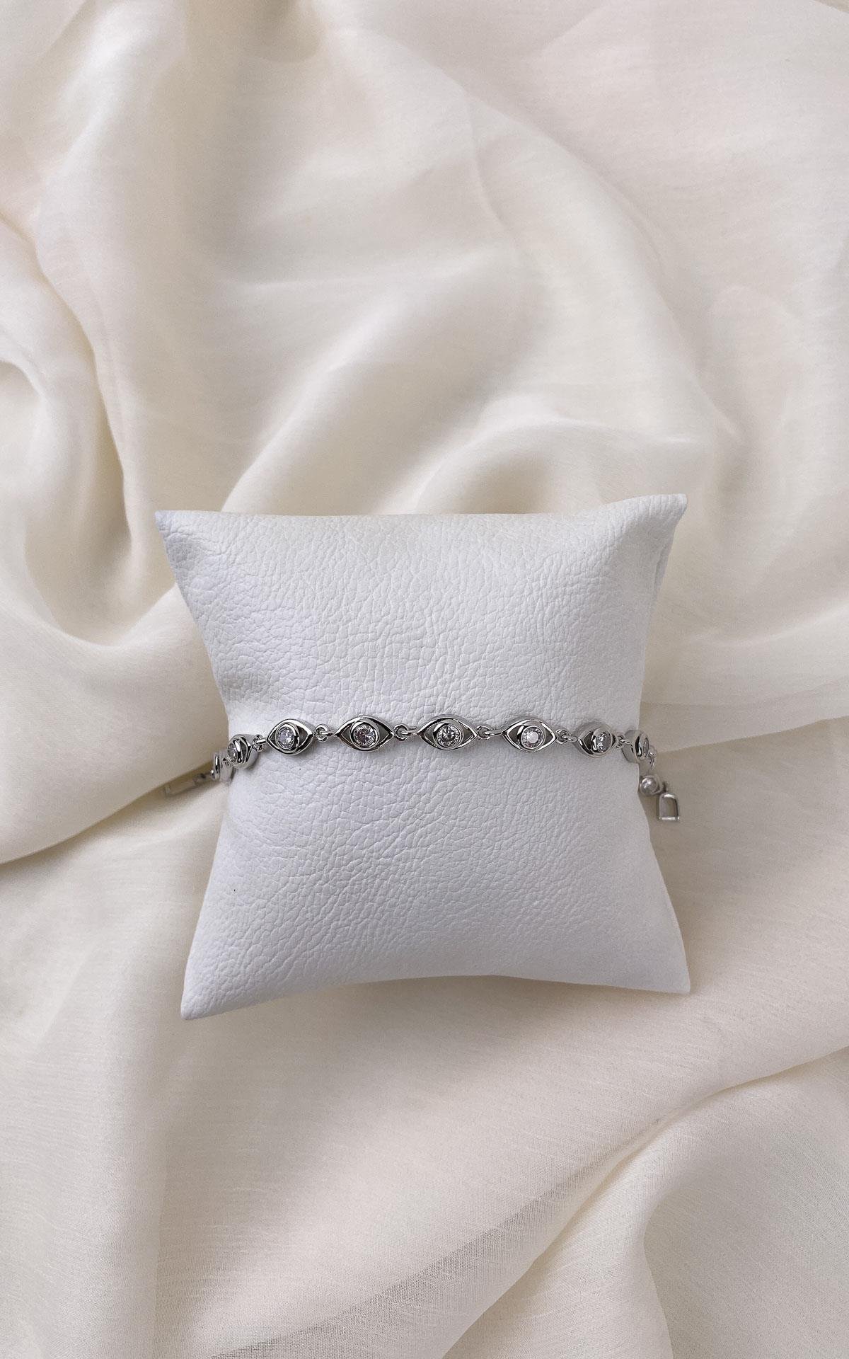 Göz Sıralı Taşlı Gümüş Bileklik