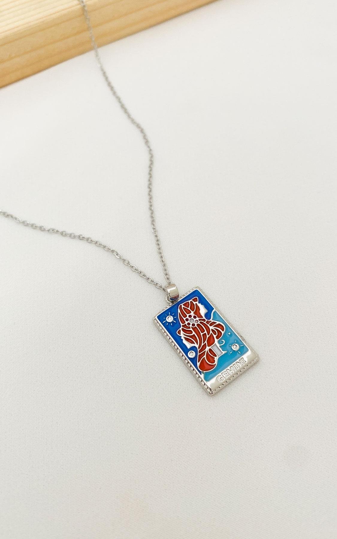 İkizler Burç Gümüş Çelik Kolye