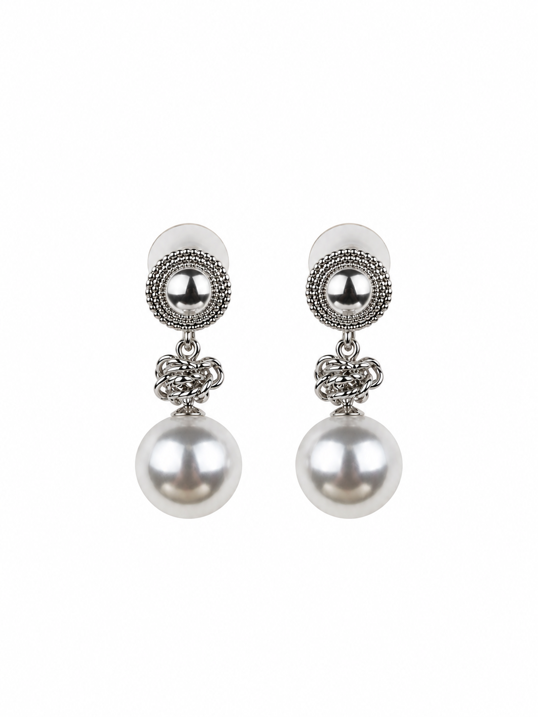 İnci Detaylı İşlemeli Silver Küpe