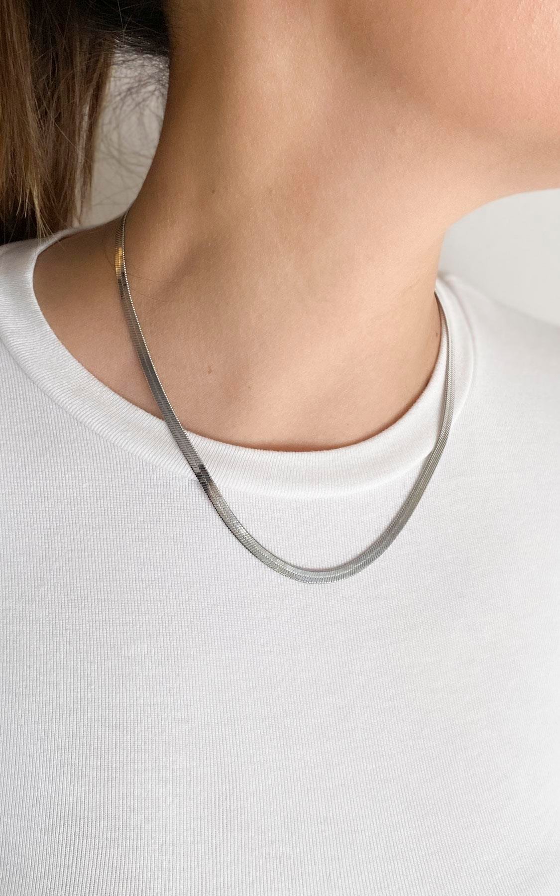 İtalyan Zincir Gümüş Çelik Kolye