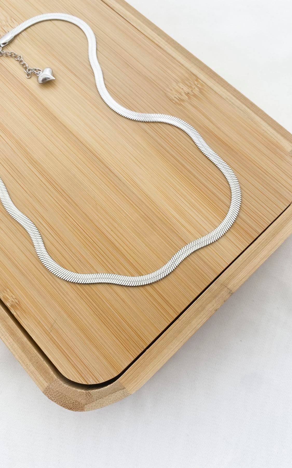 İtalyan Zincir Gümüş Çelik Kolye