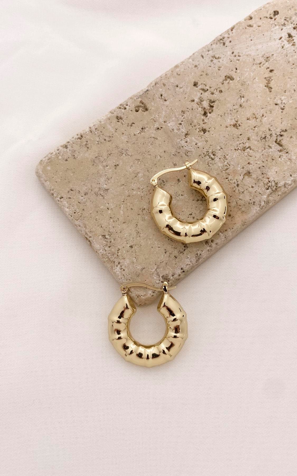 Kemik Model Gold Halka Küpe