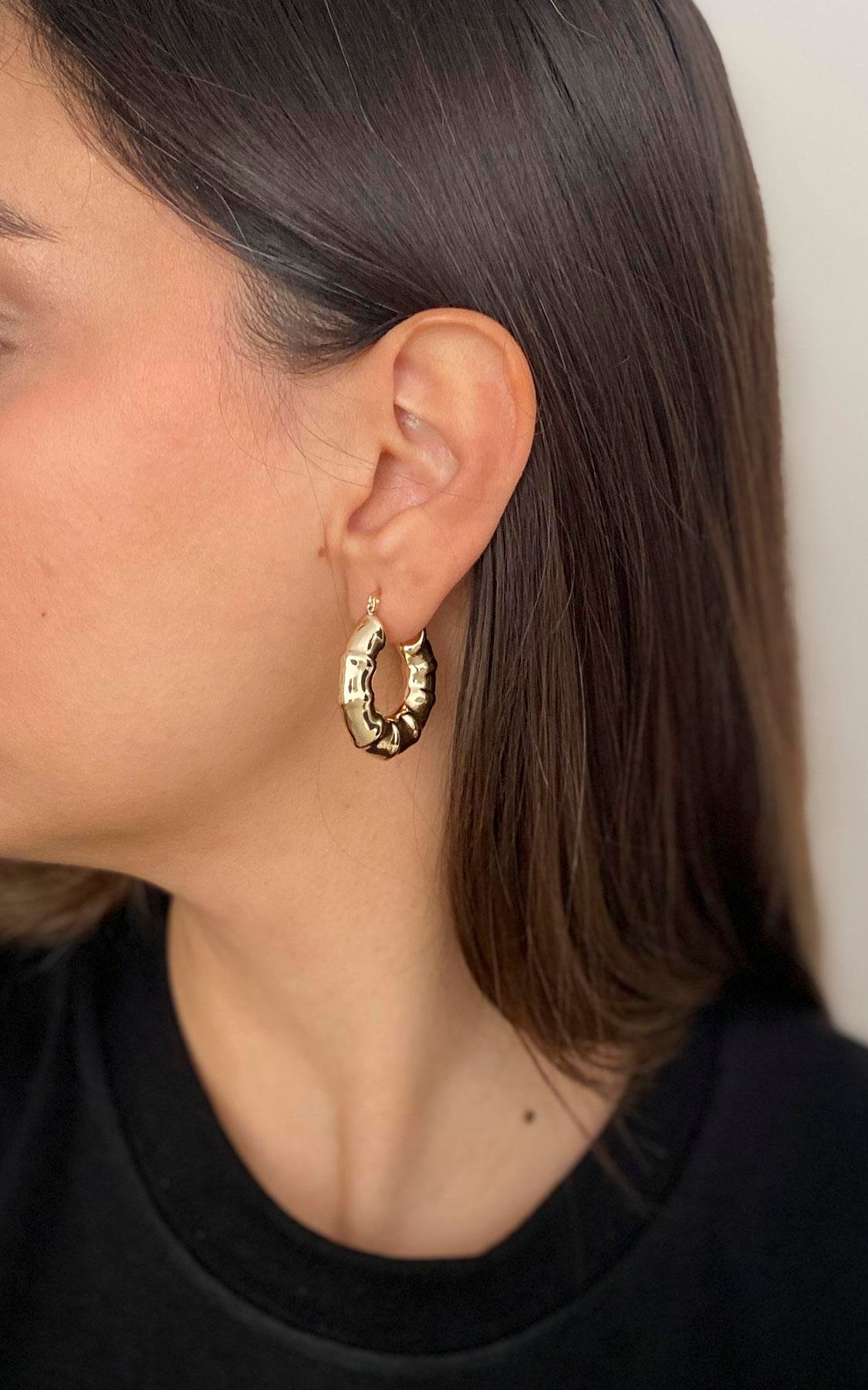 Kemik Model Gold Halka Küpe