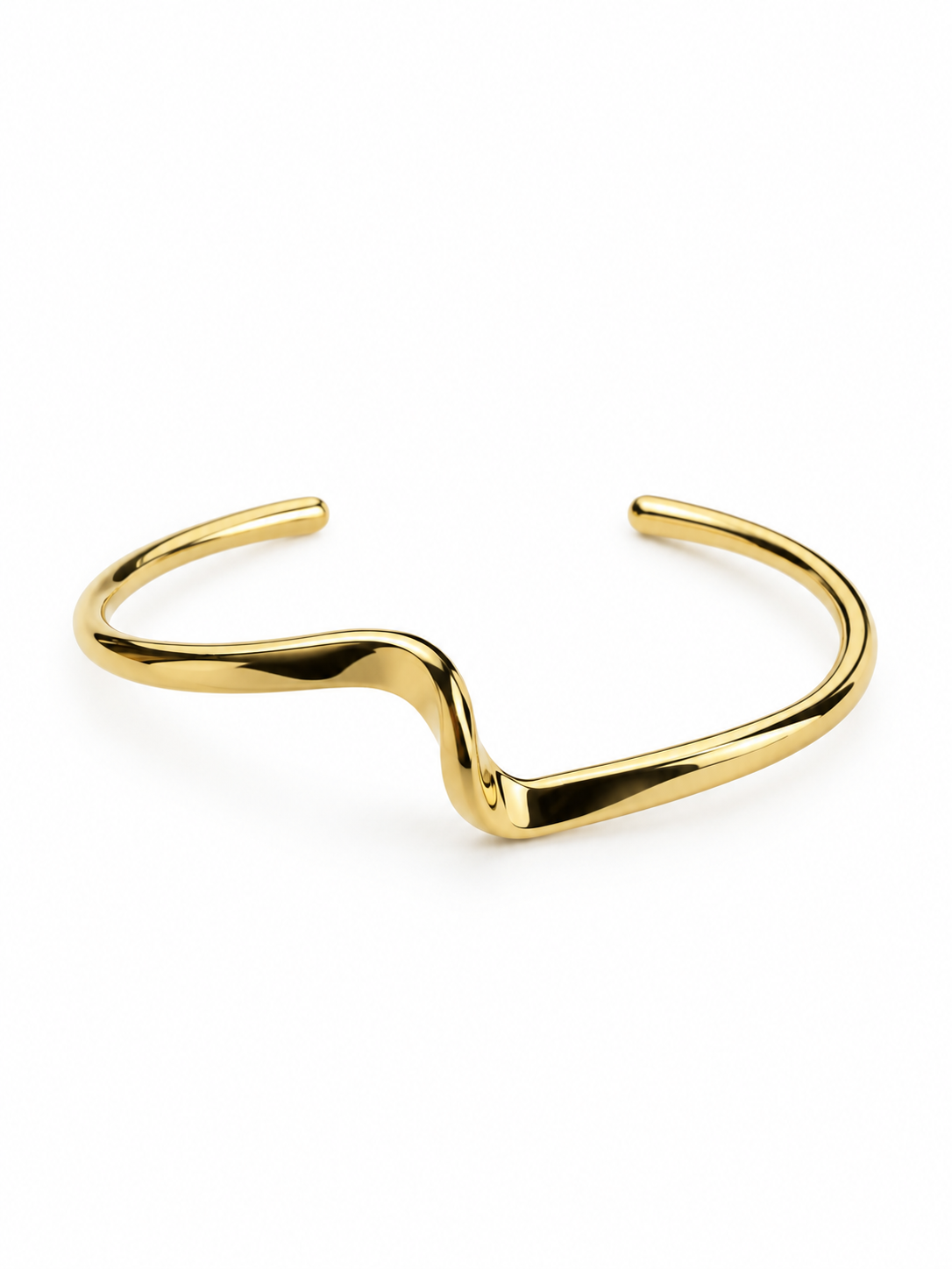 Kıvrımlı Model Gold Kelepçe Bileklik