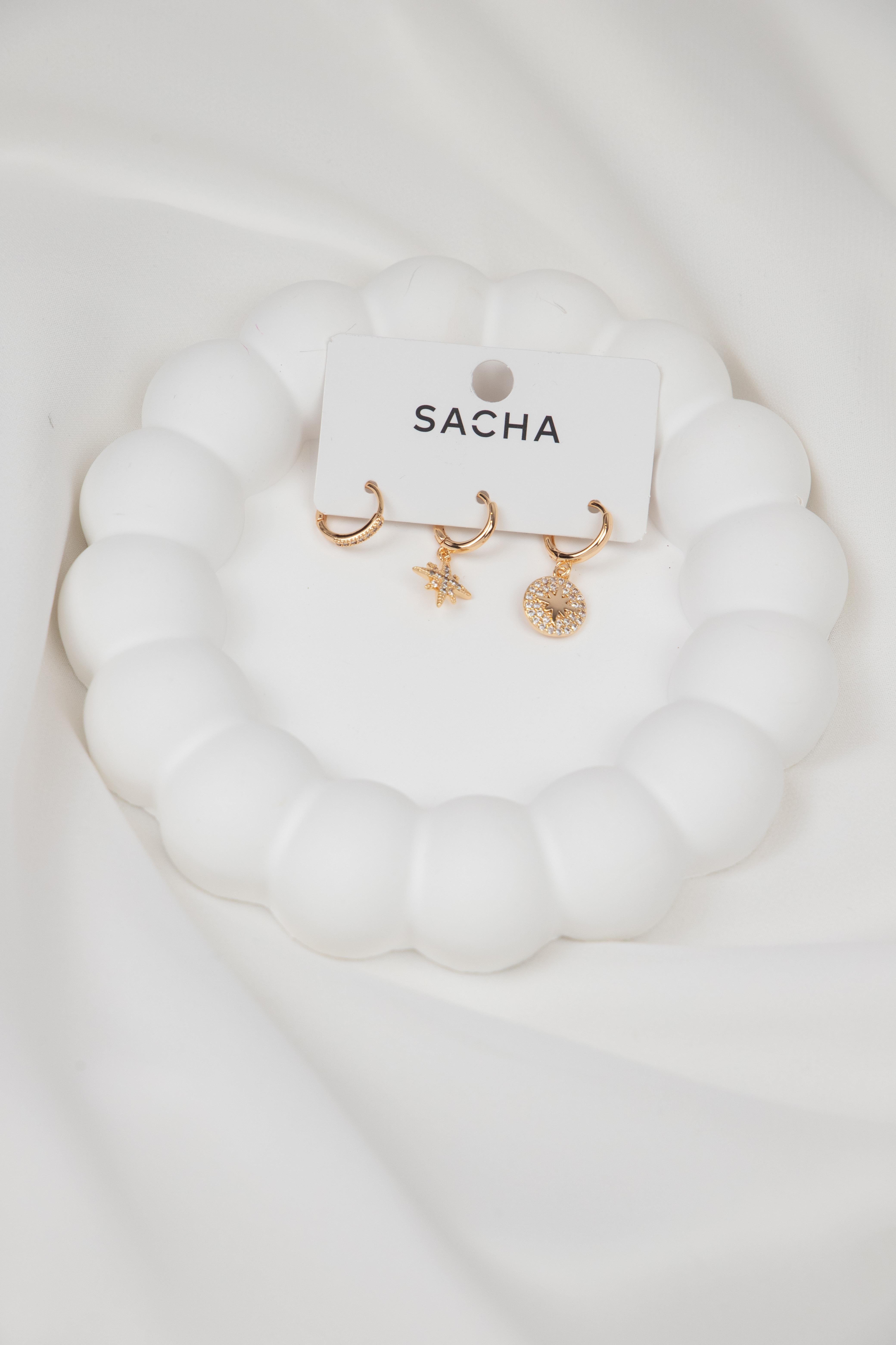 Kuzey Yıldızı Figürlü Gold Set Küpe