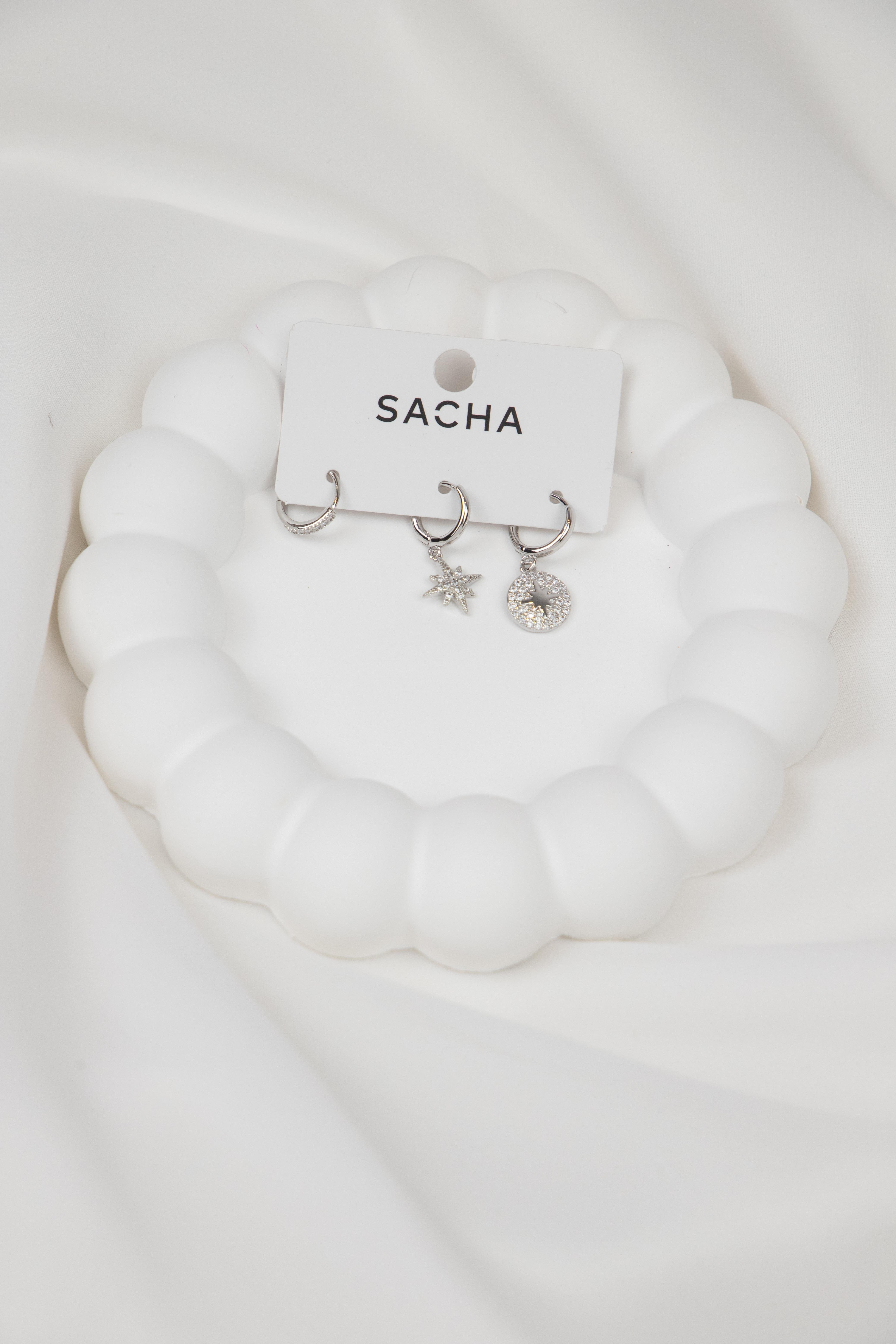 Kuzey Yıldızı Figürlü Gümüş Set Küpe