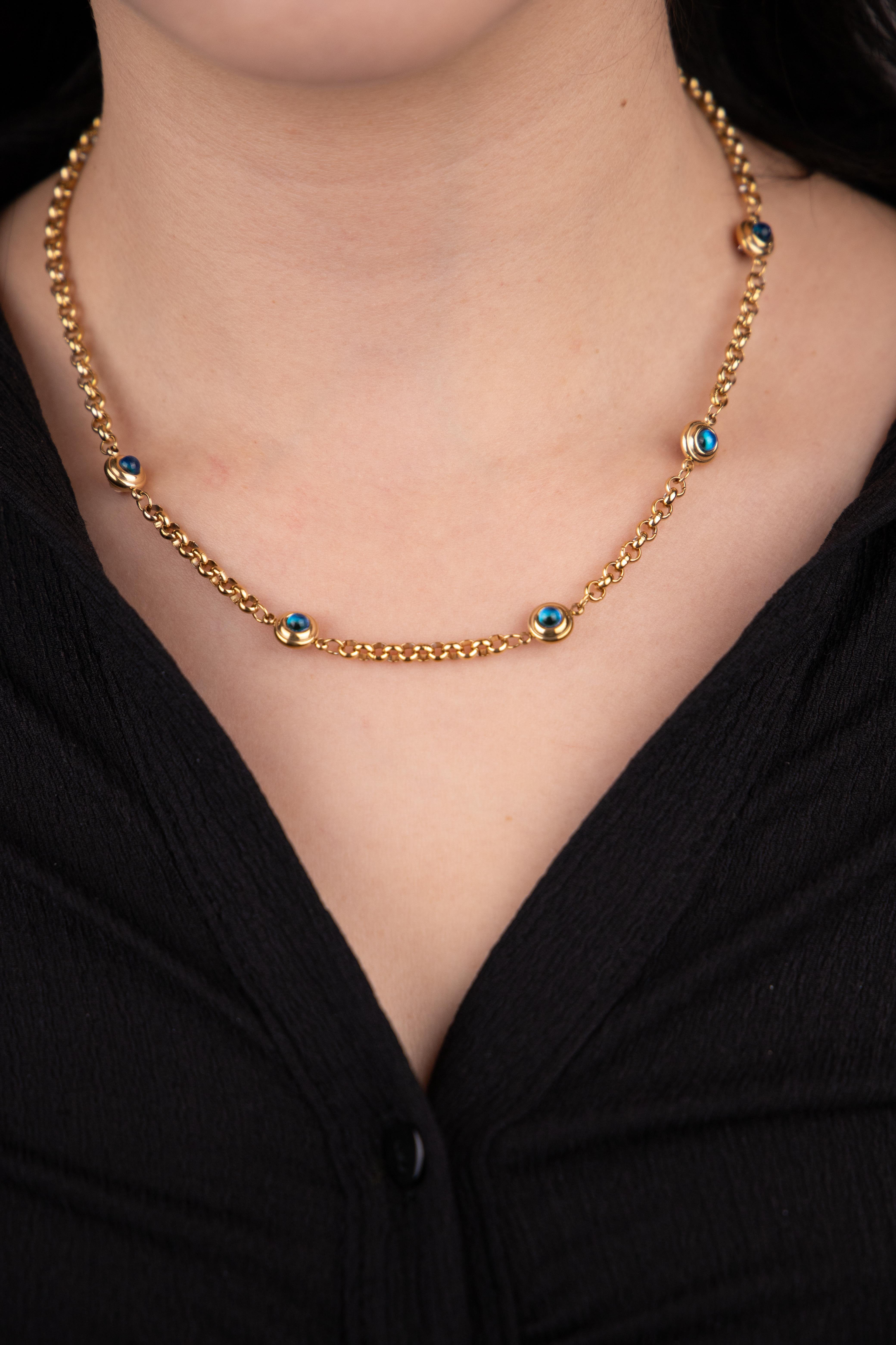 Nazar Sıralı Gold Çelik Kolye