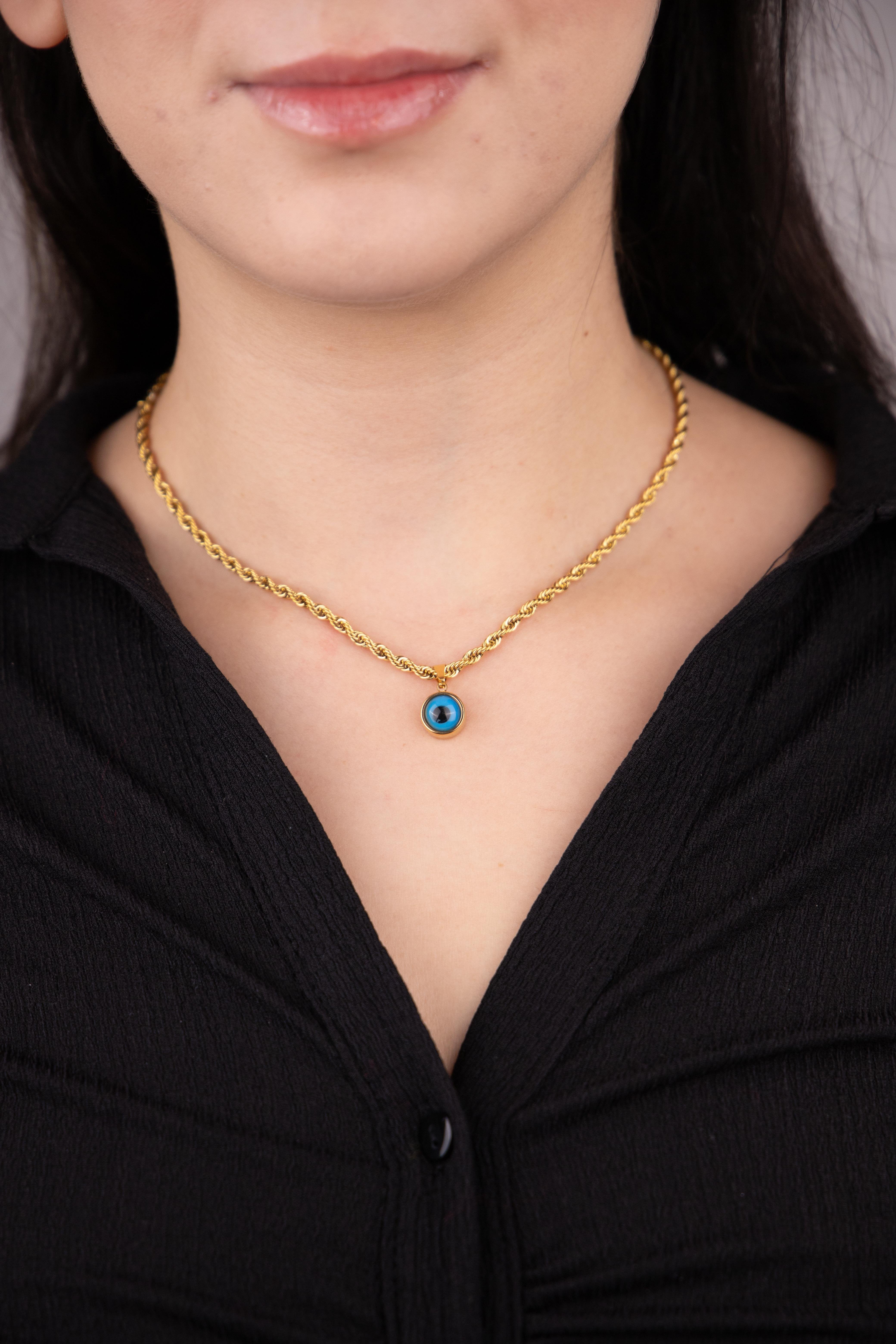 Nazarlı Burgu Zincir Gold Çelik Kolye