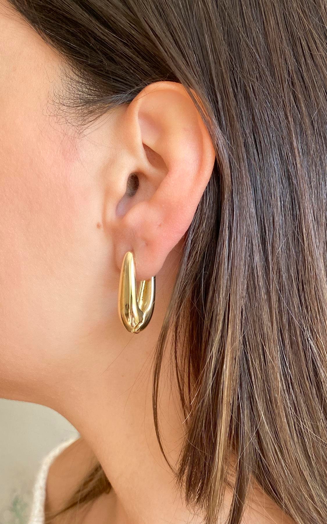 Oval Formlu Gold Halka Küpe