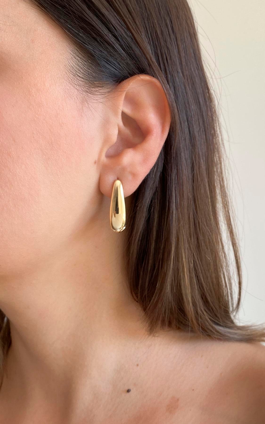 Oval Formlu Gold Halka Küpe