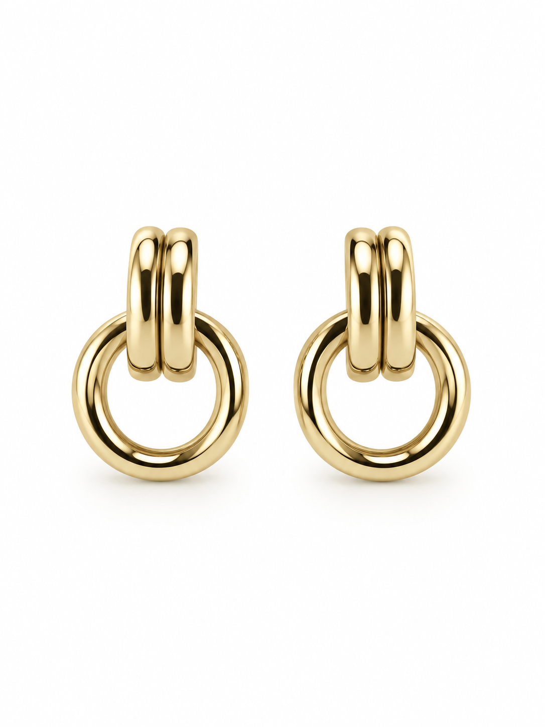 Oval Formlu Gold Küpe