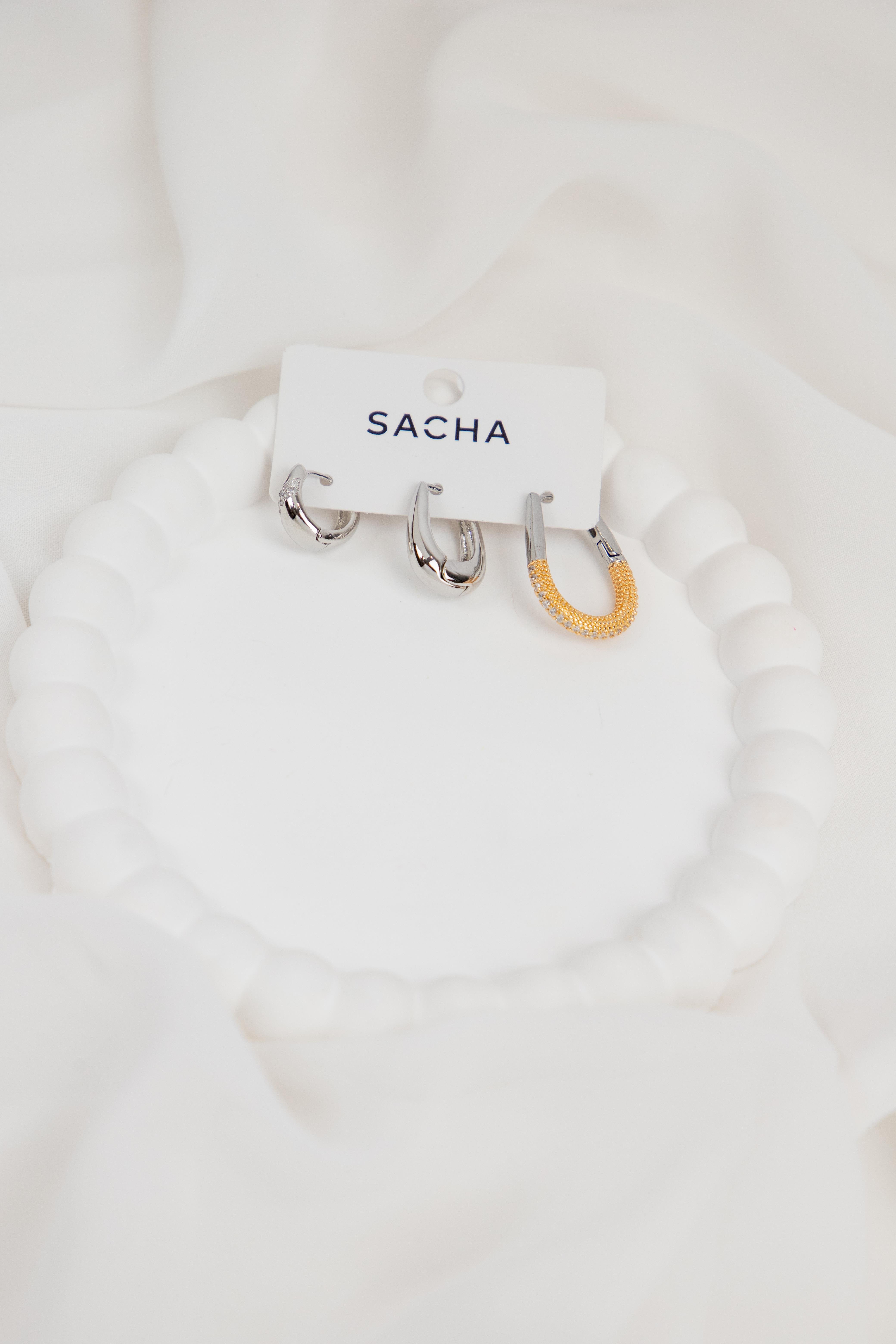 Oval Formlu Gümüş Set Küpe