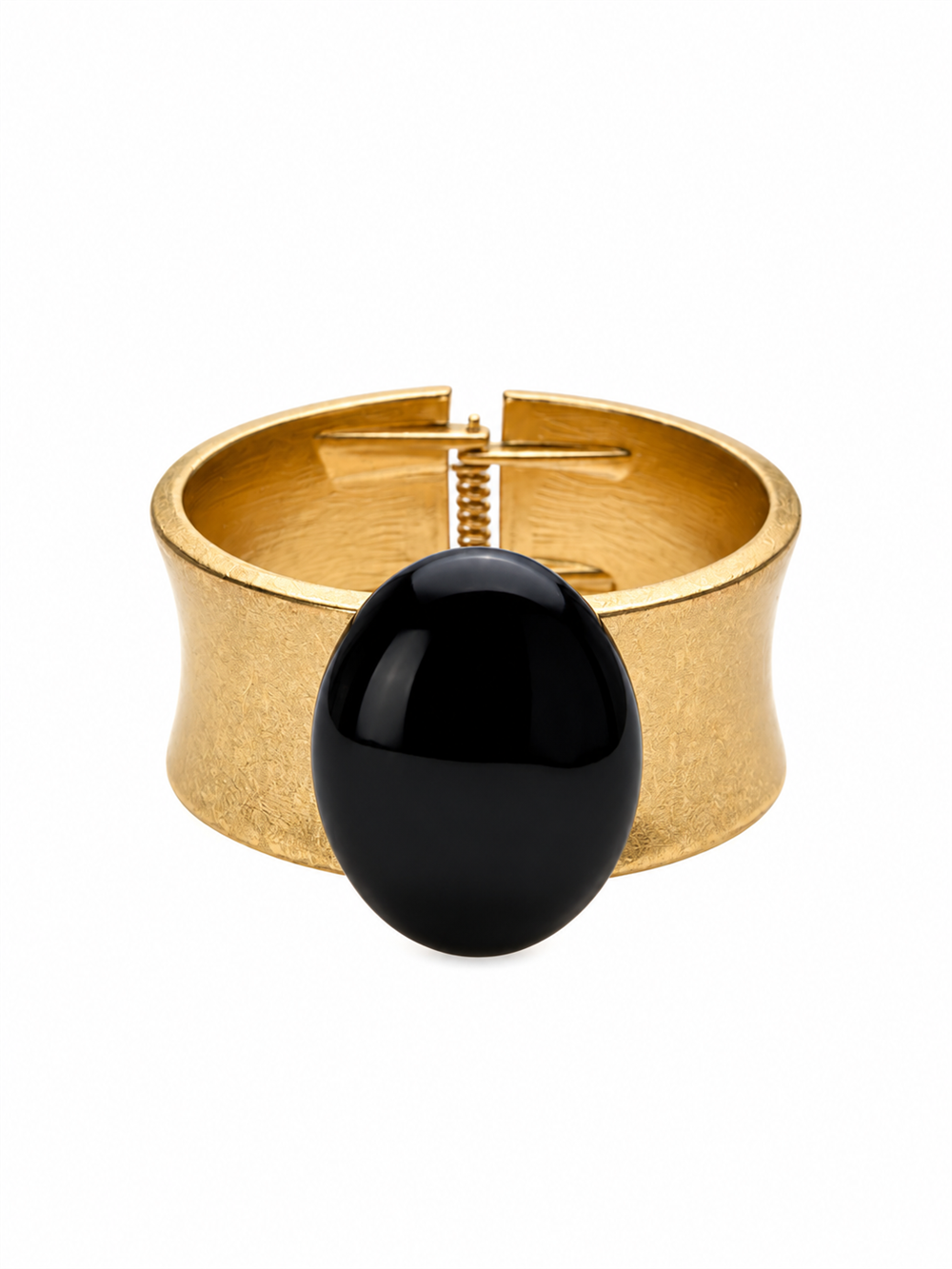 Oval Krem Taşlı Gold Kelepçe Bileklik