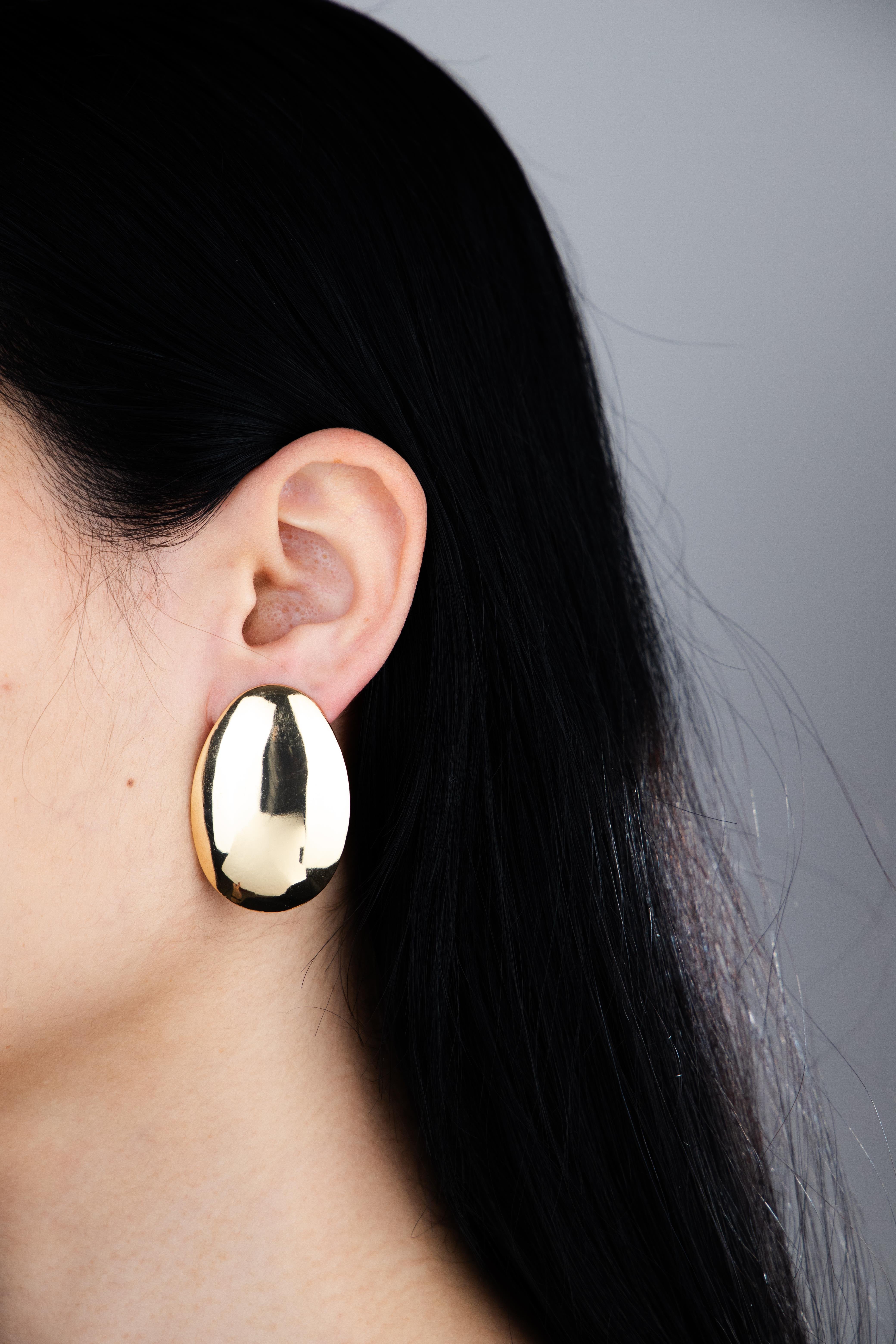 Oval Plaka Gold Küpe