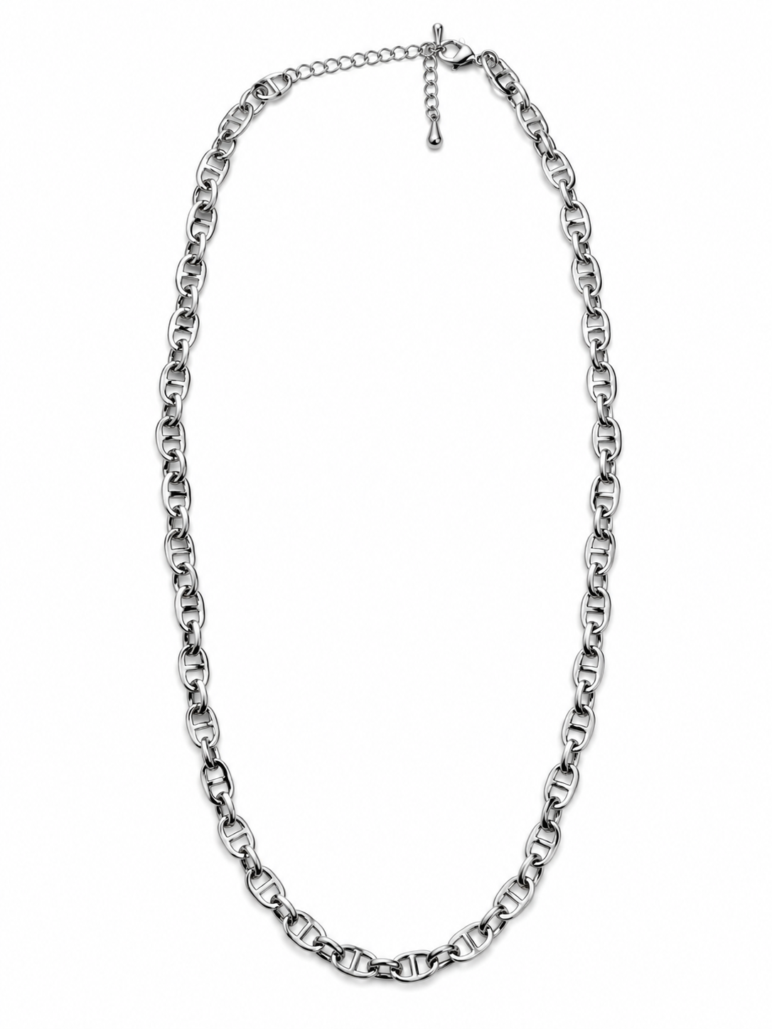 Oval Sıralı Silver Zincir Kolye