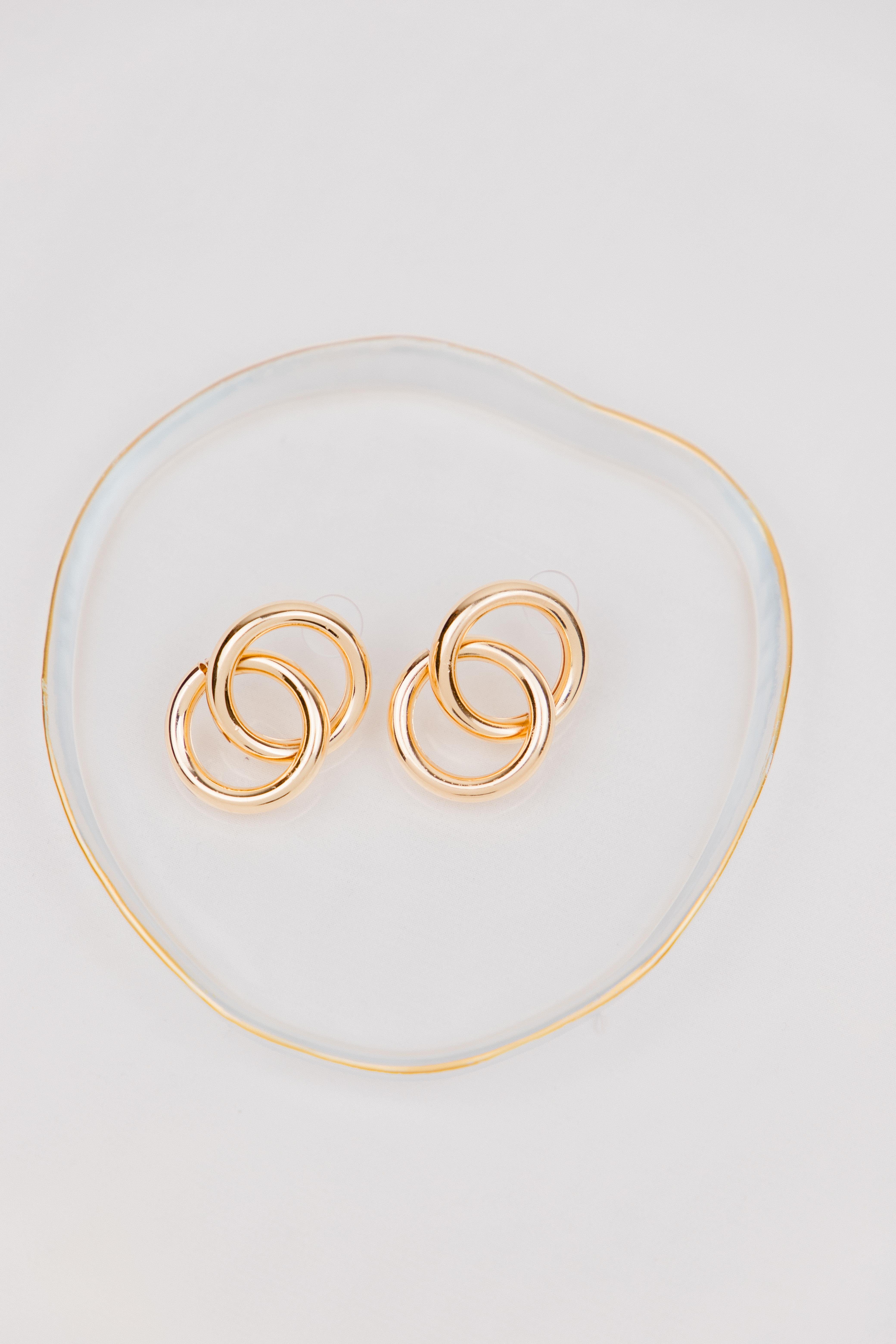 Sarmal Daire Formlu Gold Küpe