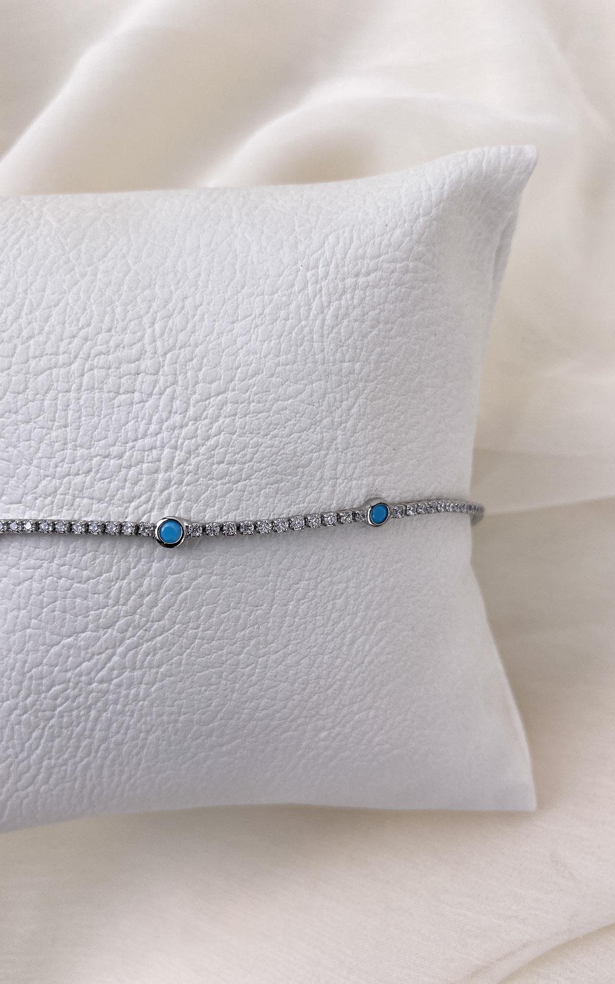 Turkuaz Taş Detaylı Gümüş Bileklik