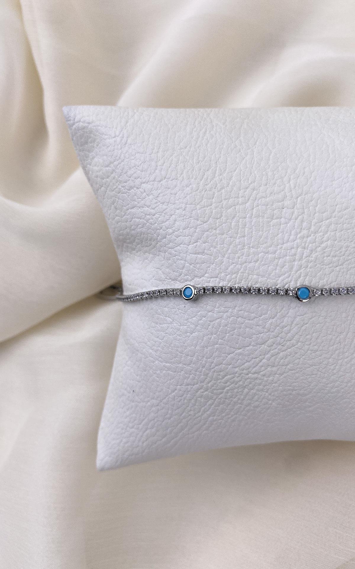 Turkuaz Taş Detaylı Gümüş Bileklik