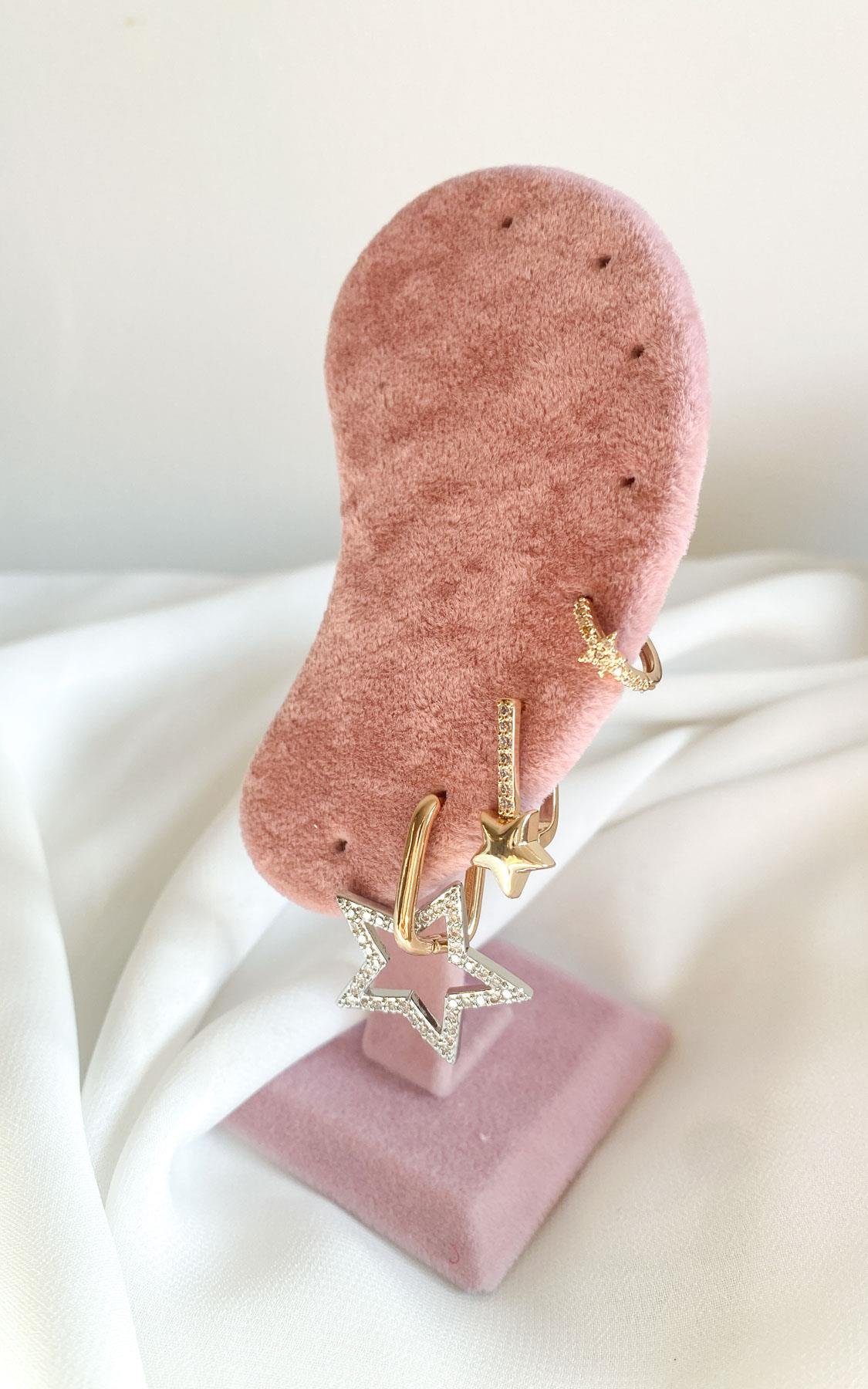 Yıldız Figürlü Gold Gümüş Set Küpe