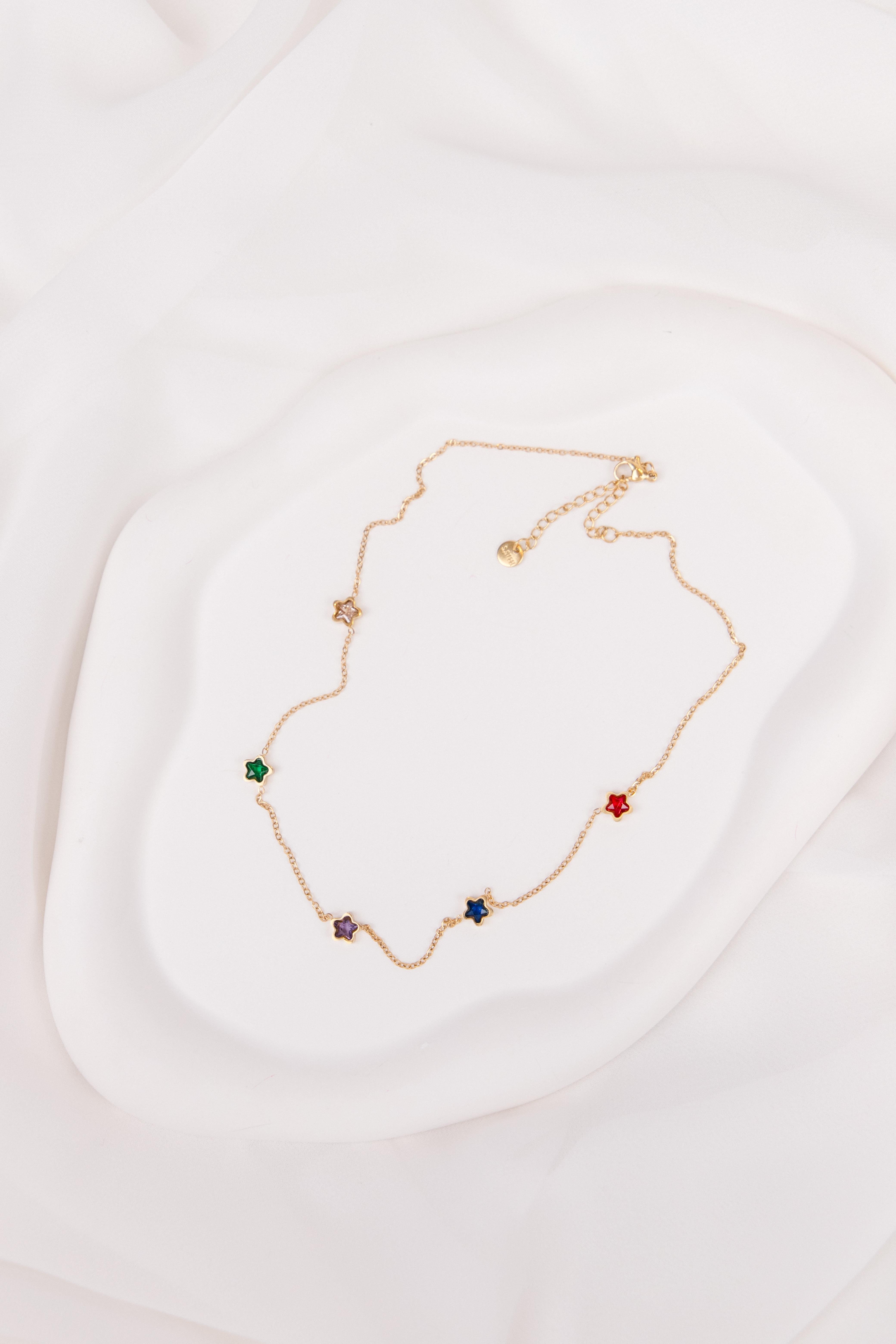 Yıldız Sıralı Gold Çelik Kolye