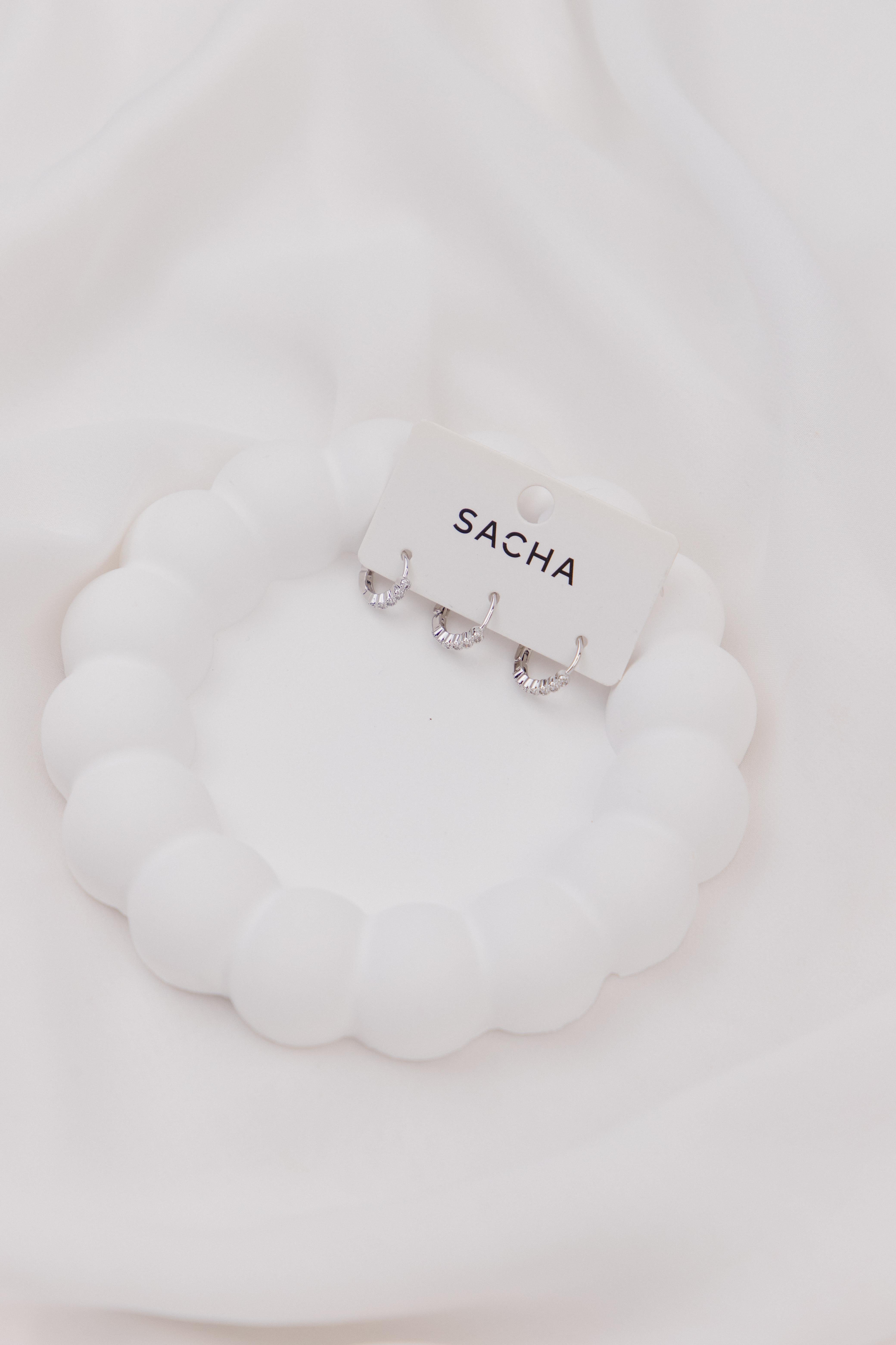 Zirkon Taşlı Gümüş Halka Set Küpe