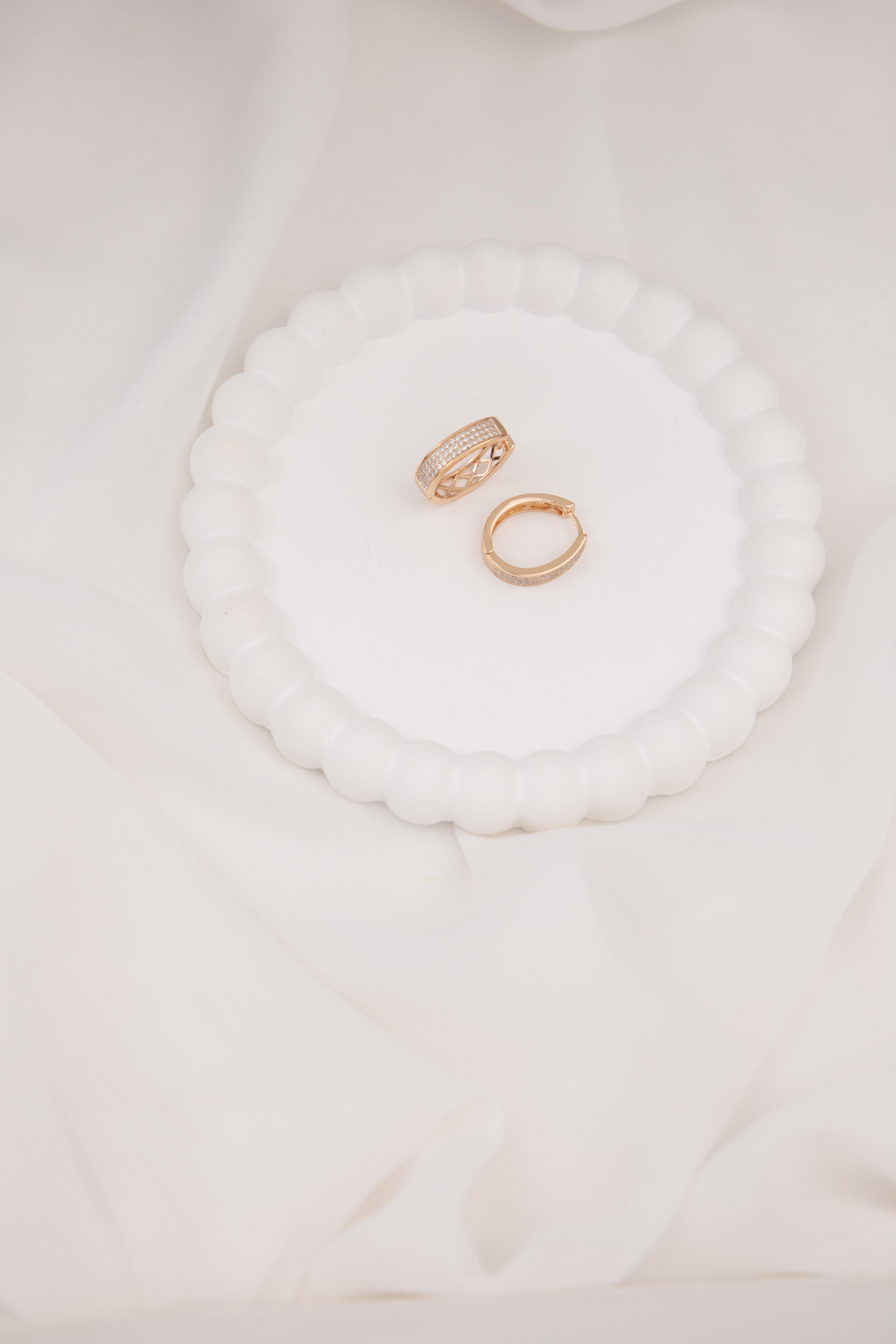 Zirkon Taşlı Oval Gold Halka Küpe