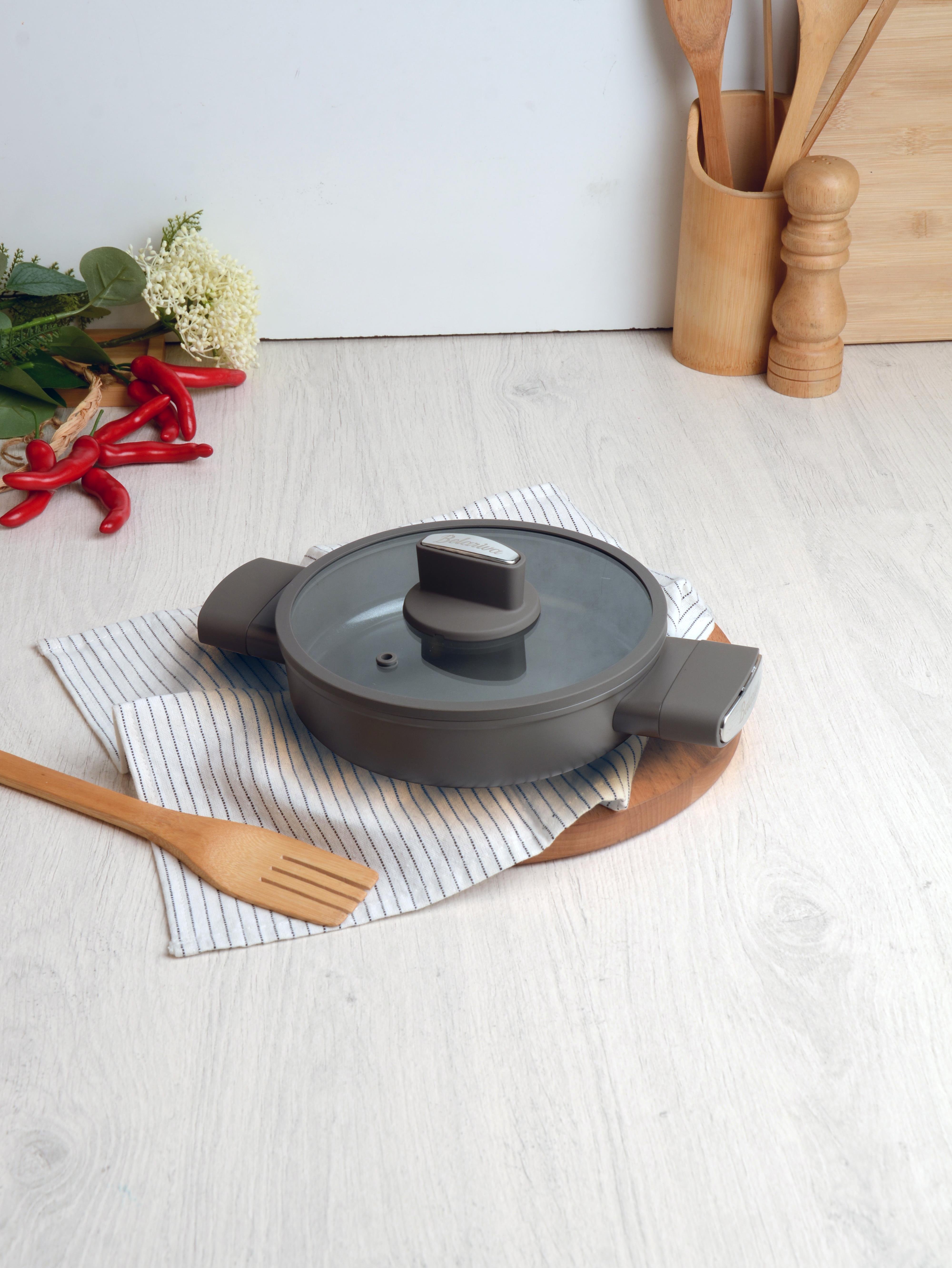 BELARİVA-18 CM CAM KAPAKLI GRİ SİLİKON SAPLI SAHAN