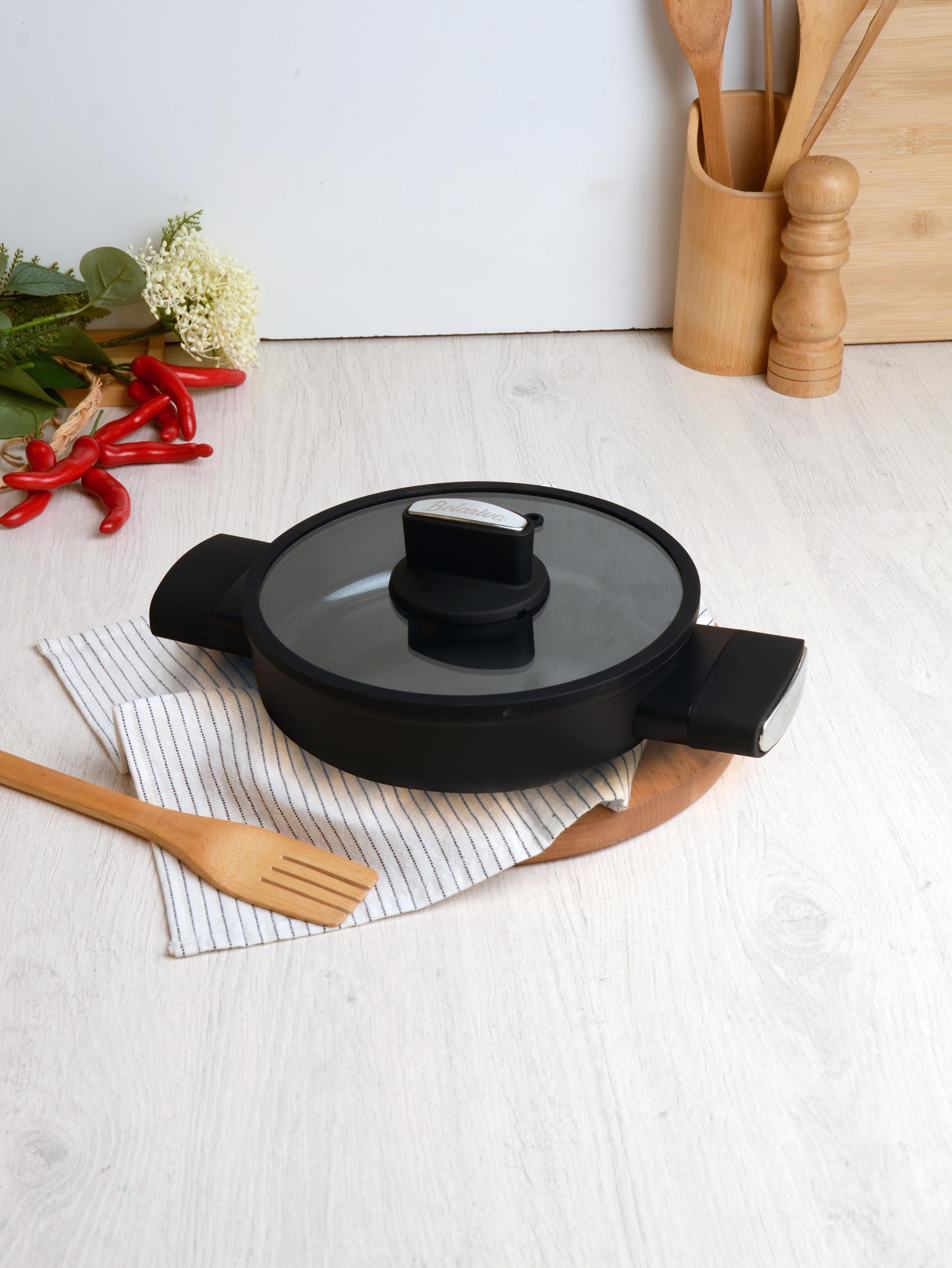 BELARİVA-22 CM CAM KAPAKLI SİYAH SİLİKON SAPLI SAHAN