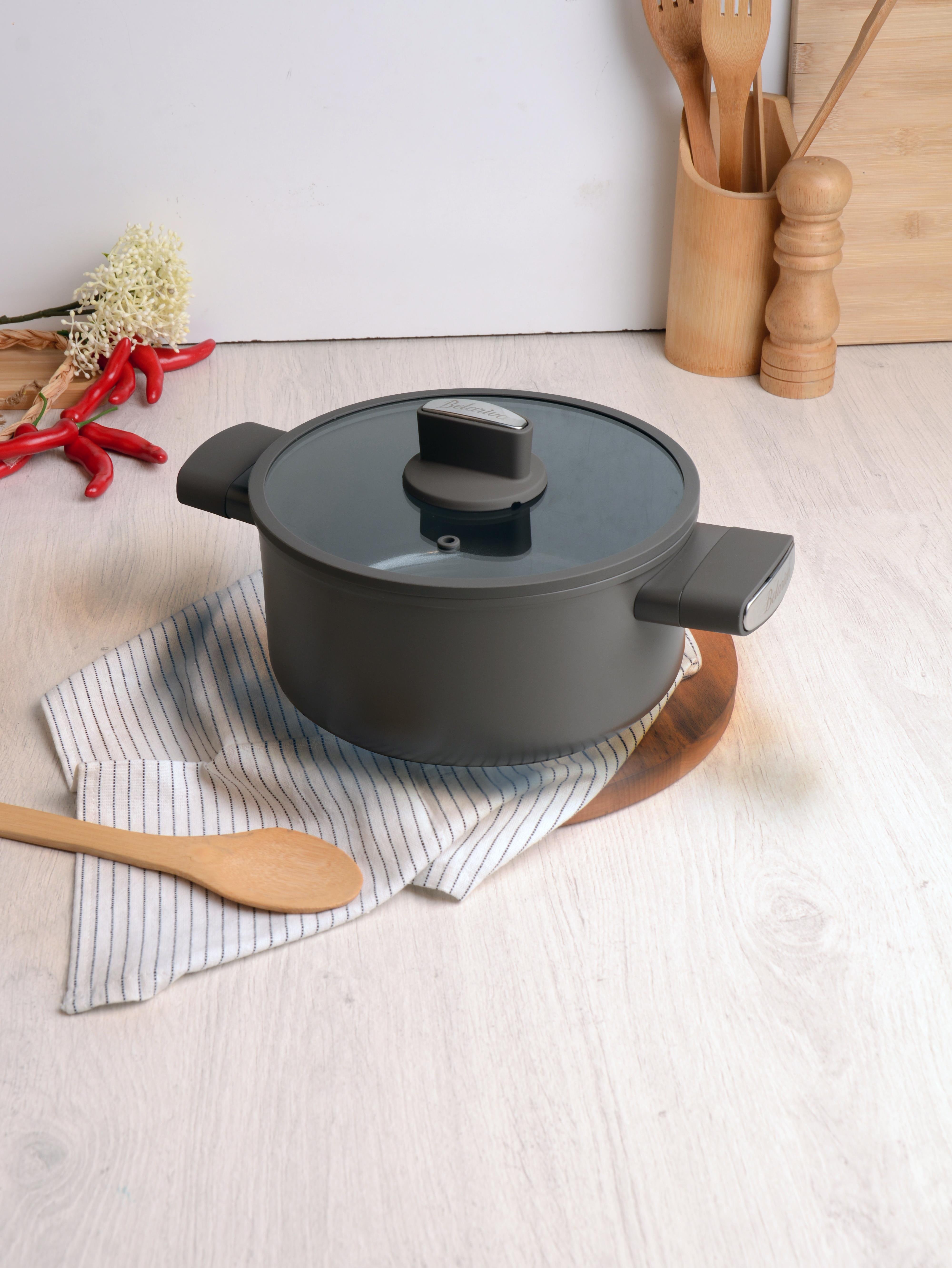 BELARİVA-22 CM GRİ SİLİKON SAPLI DERİN TENCERE