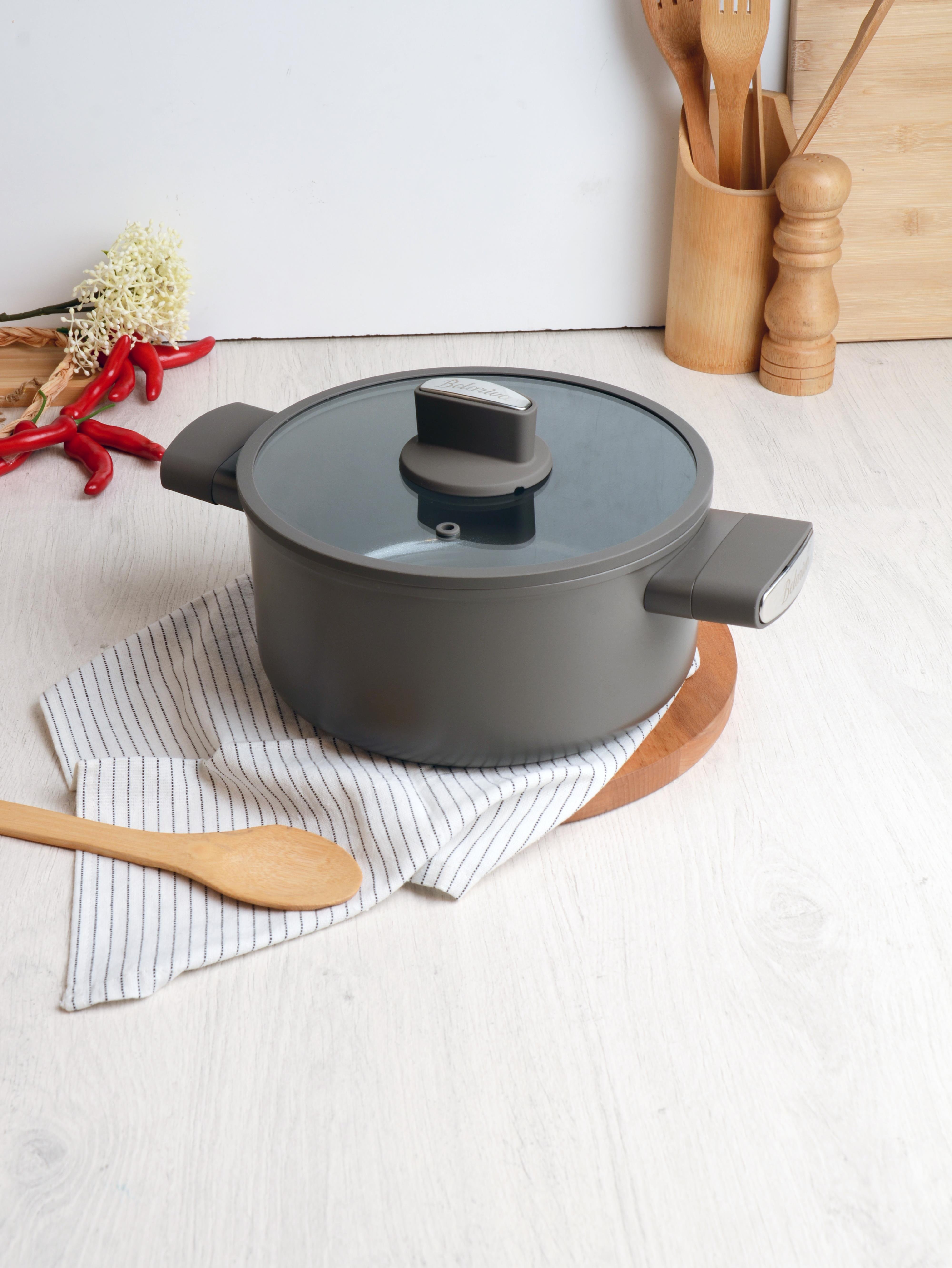 BELARİVA-24 CM GRİ SİLİKON SAPLI DERİN TENCERE