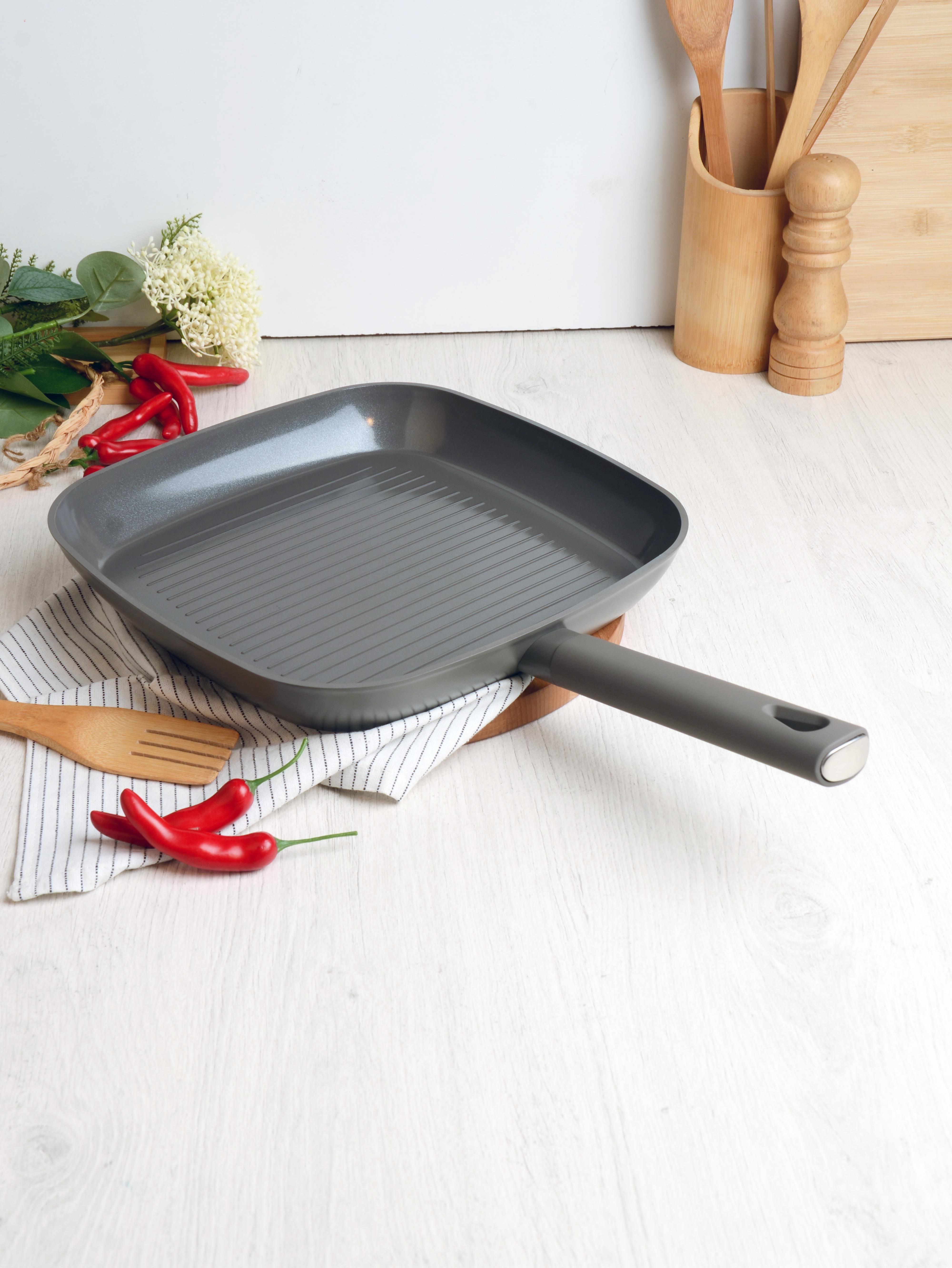 BELARİVA-28 CM GRİ SİLİKON SAPLI IZGARA TAVASI