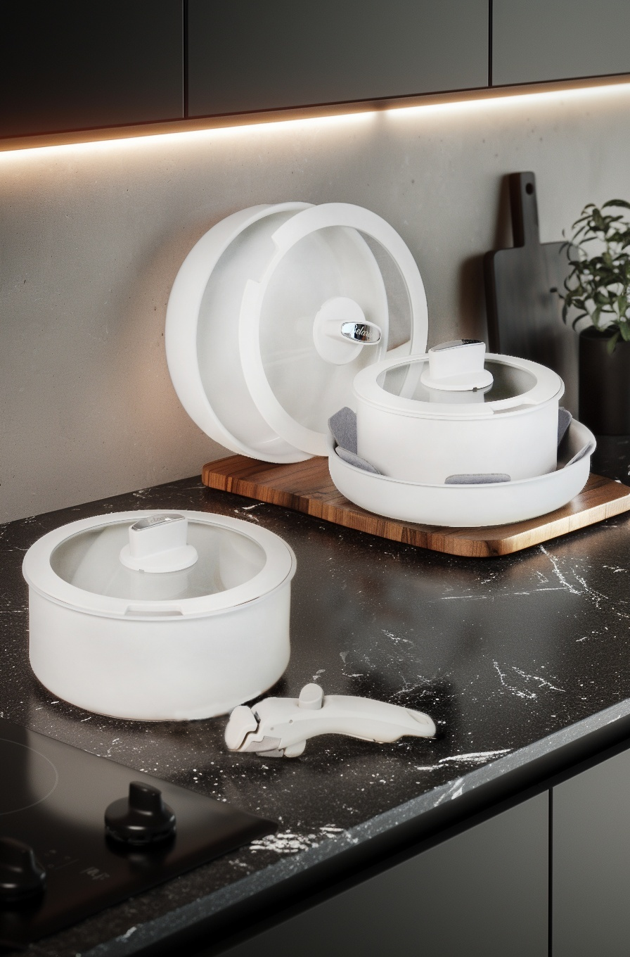 BELARİVA-EASY COOK BEYAZ 8 PARÇA TENCERE SETİ