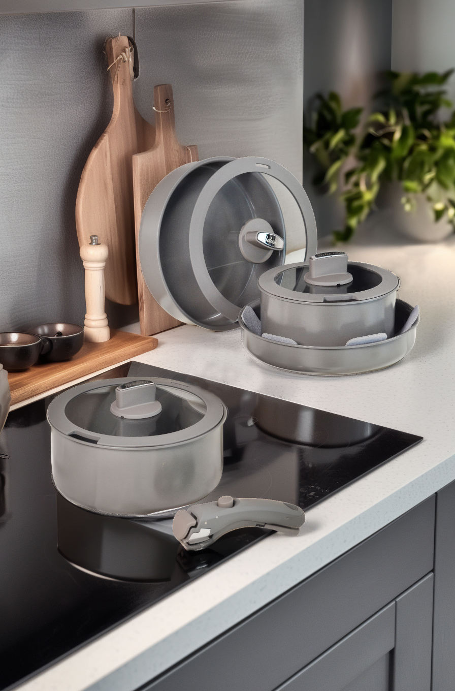 BELARİVA-EASY COOK GRİ 8 PARÇA TENCERE SETİ
