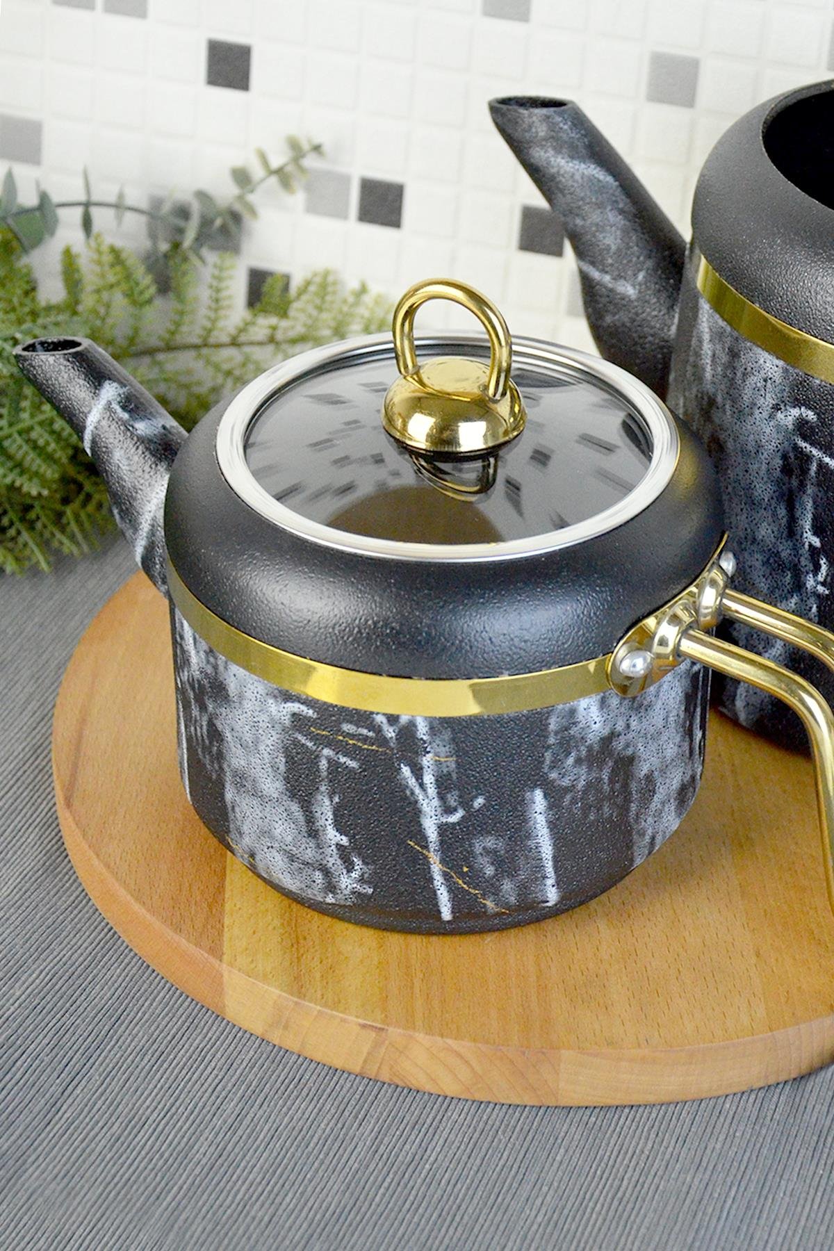 BELARİVA-MARBLE SİYAH GRANİT ÇAYDANLIK