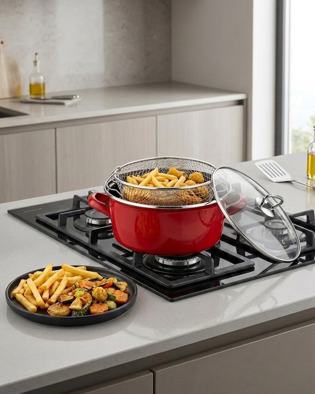 PAÇİ-22 CM KIRMIZI 4.5 LT. KIZARTMA TENCERESİ