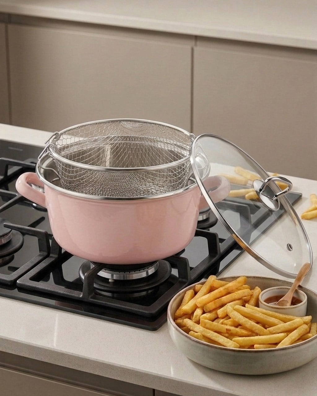 PAÇİ-22 CM PEMBE 4.5 LT. KIZARTMA TENCERESİ