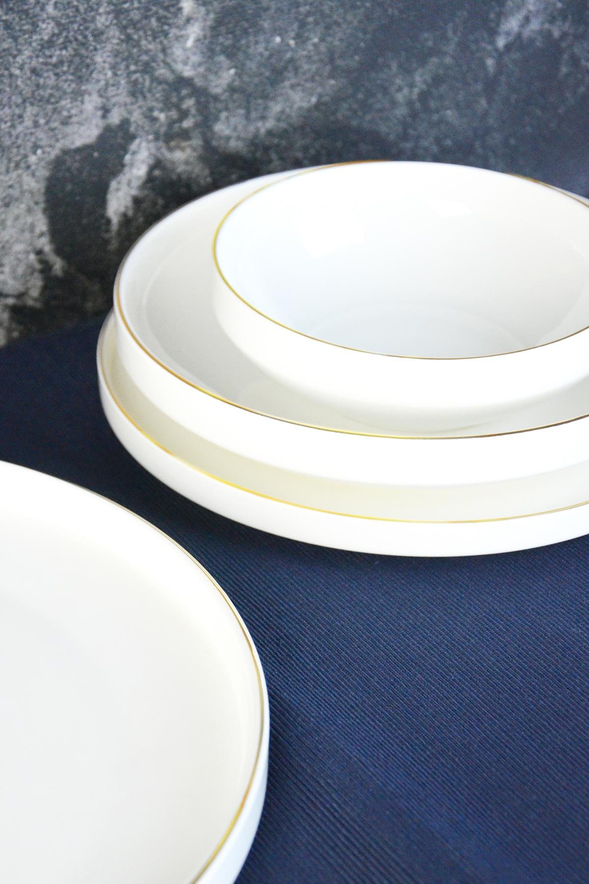 PAÇİ-24 PARÇA MELODİA ALTIN DÜZ KENAR YEMEK TAKIMI