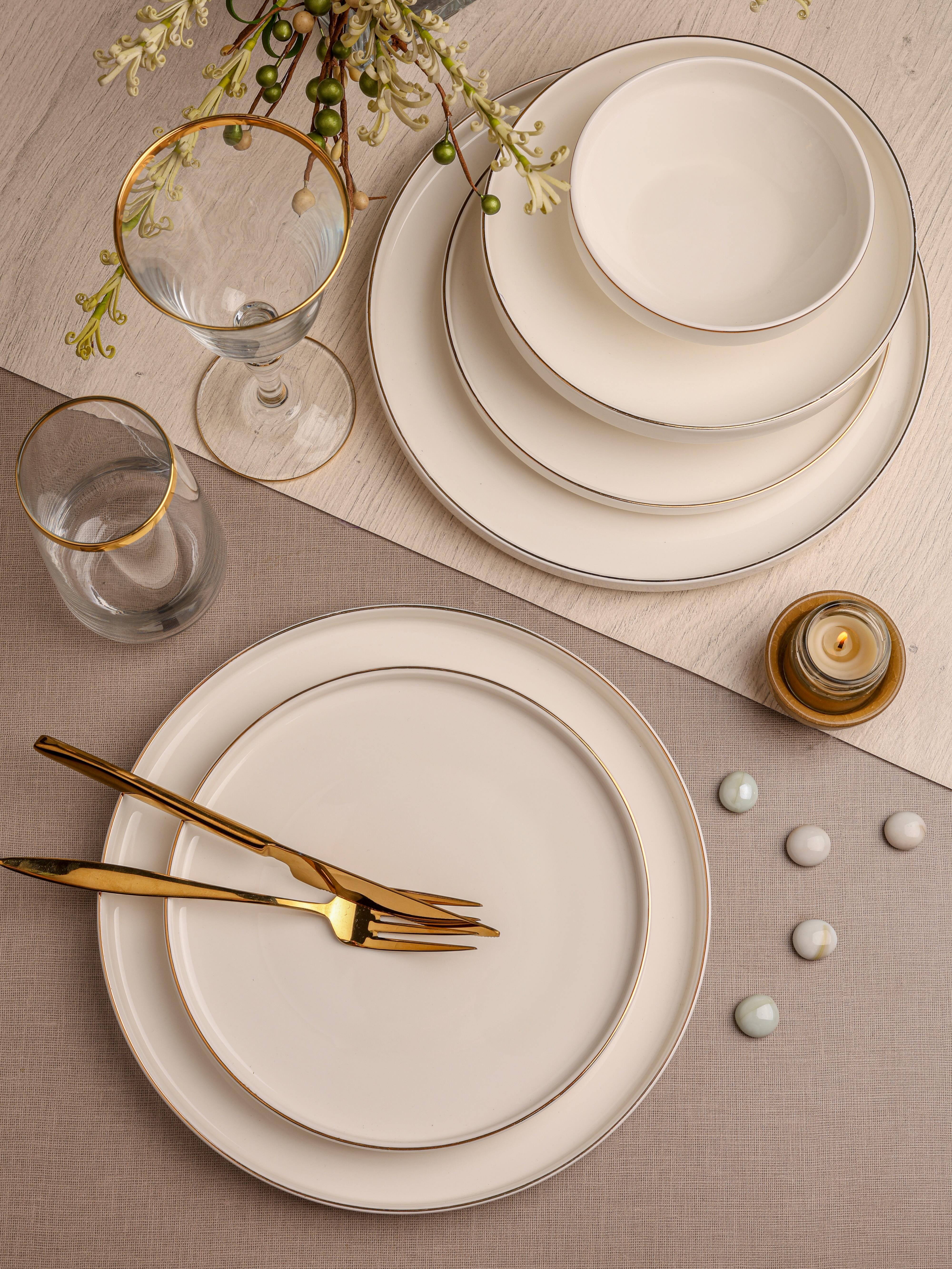 PAÇİ-24 PARÇA MELODİA ALTIN DÜZ KENAR YEMEK TAKIMI