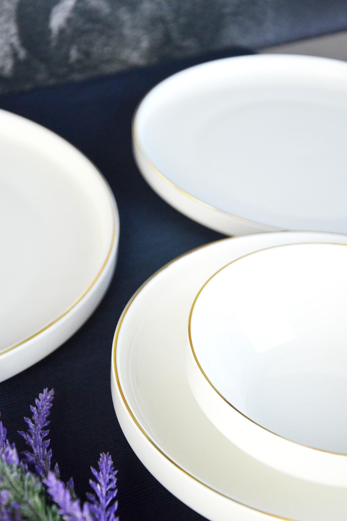 PAÇİ-24 PARÇA MELODİA ALTIN DÜZ KENAR YEMEK TAKIMI